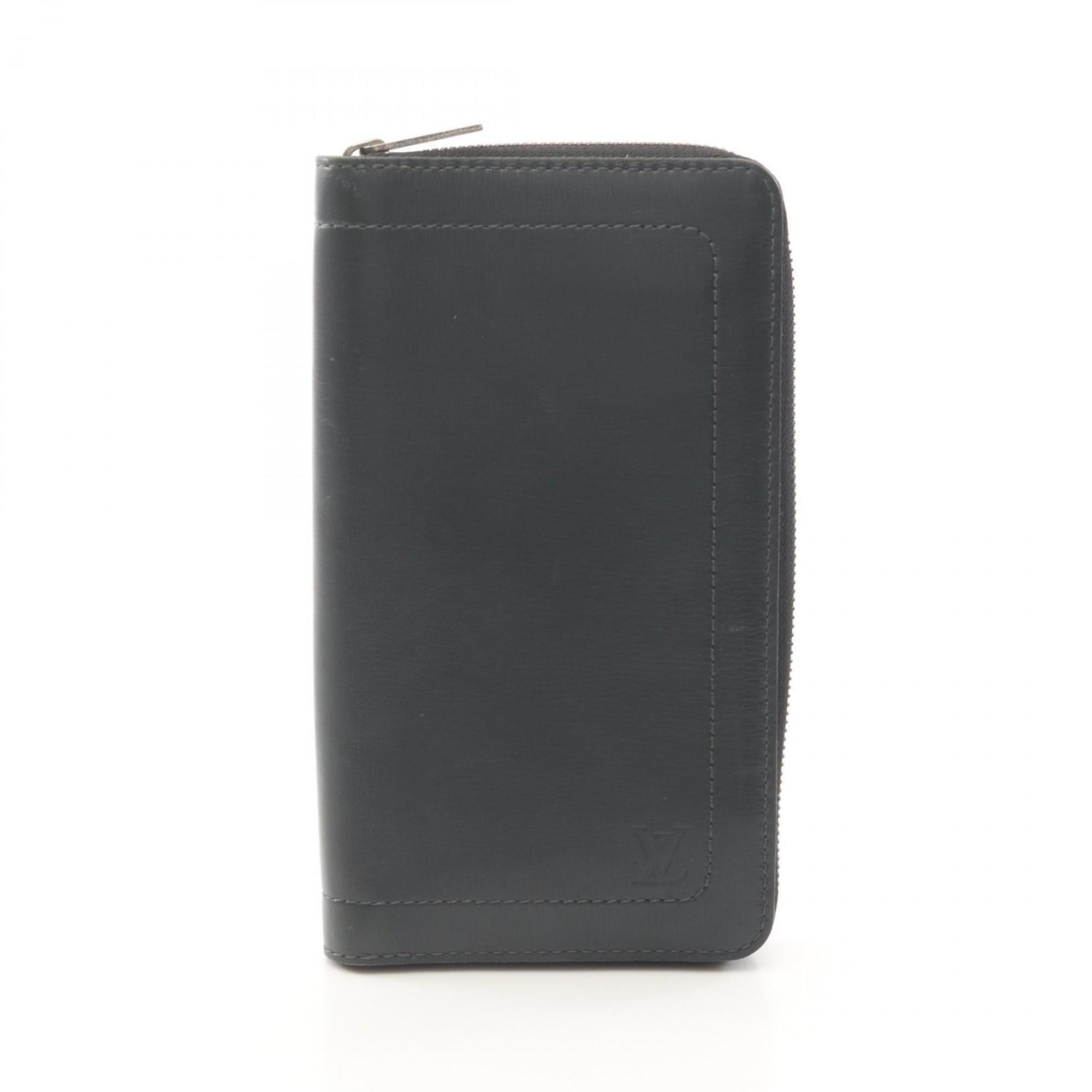 Louis Vuitton Black Leather Long Wallet (Bi-Fold) (Pre-Owned)