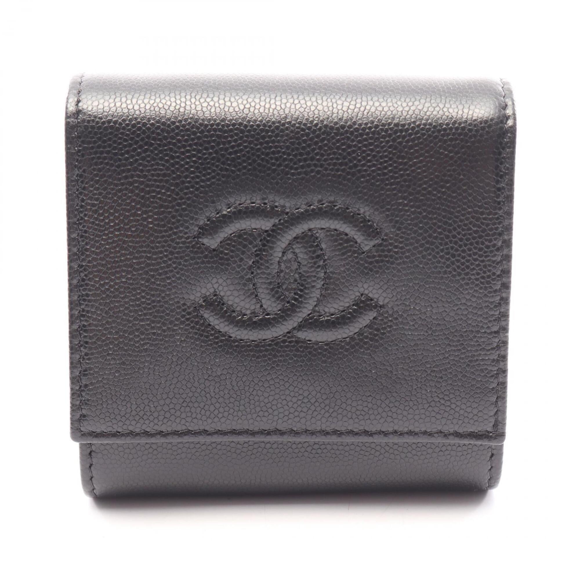 Chanel Black Grained Calfskin Wallet (Bi-Fold) (Pre-Owned)