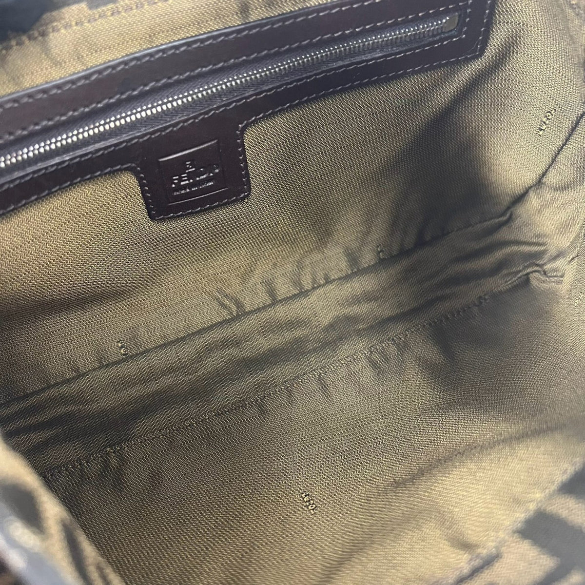 Fendi Black Brown Canvas Leather Shoulder Bag (Pre-Owned)