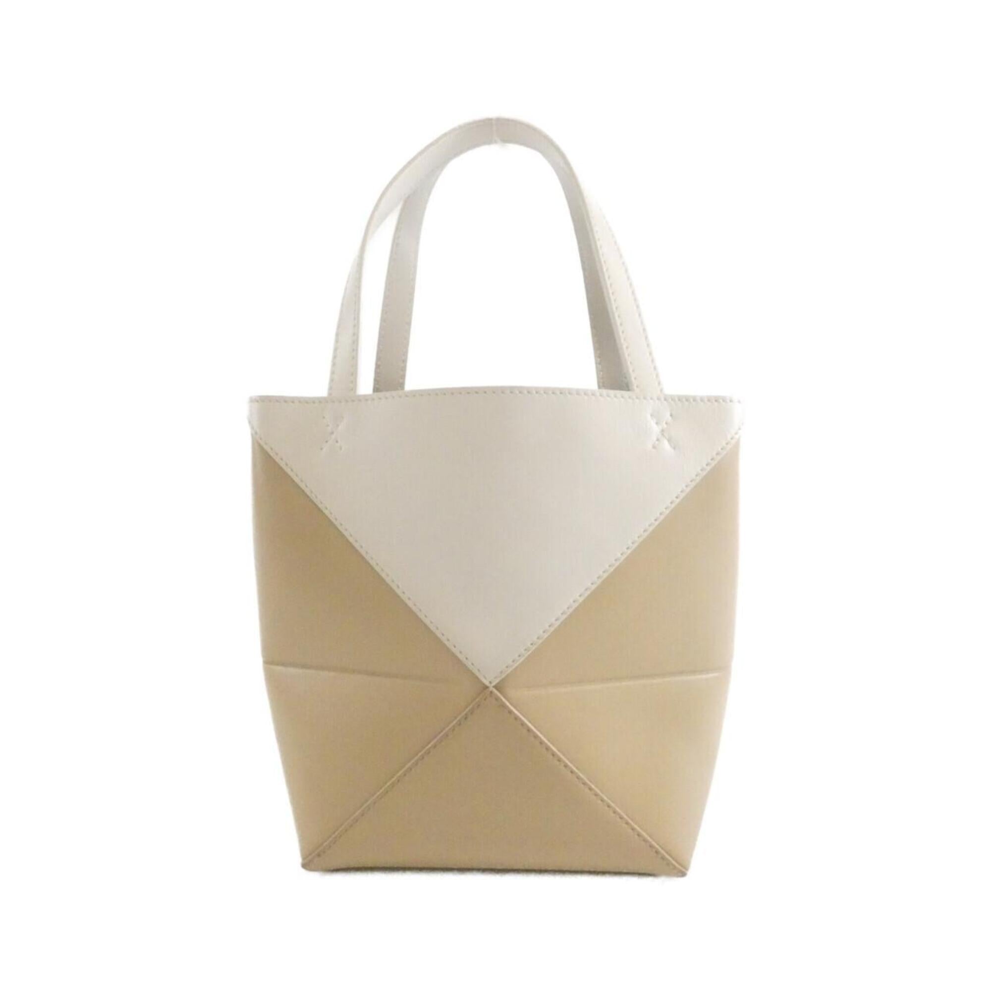 Loewe Beige White Leather Handbag (Pre-Owned)
