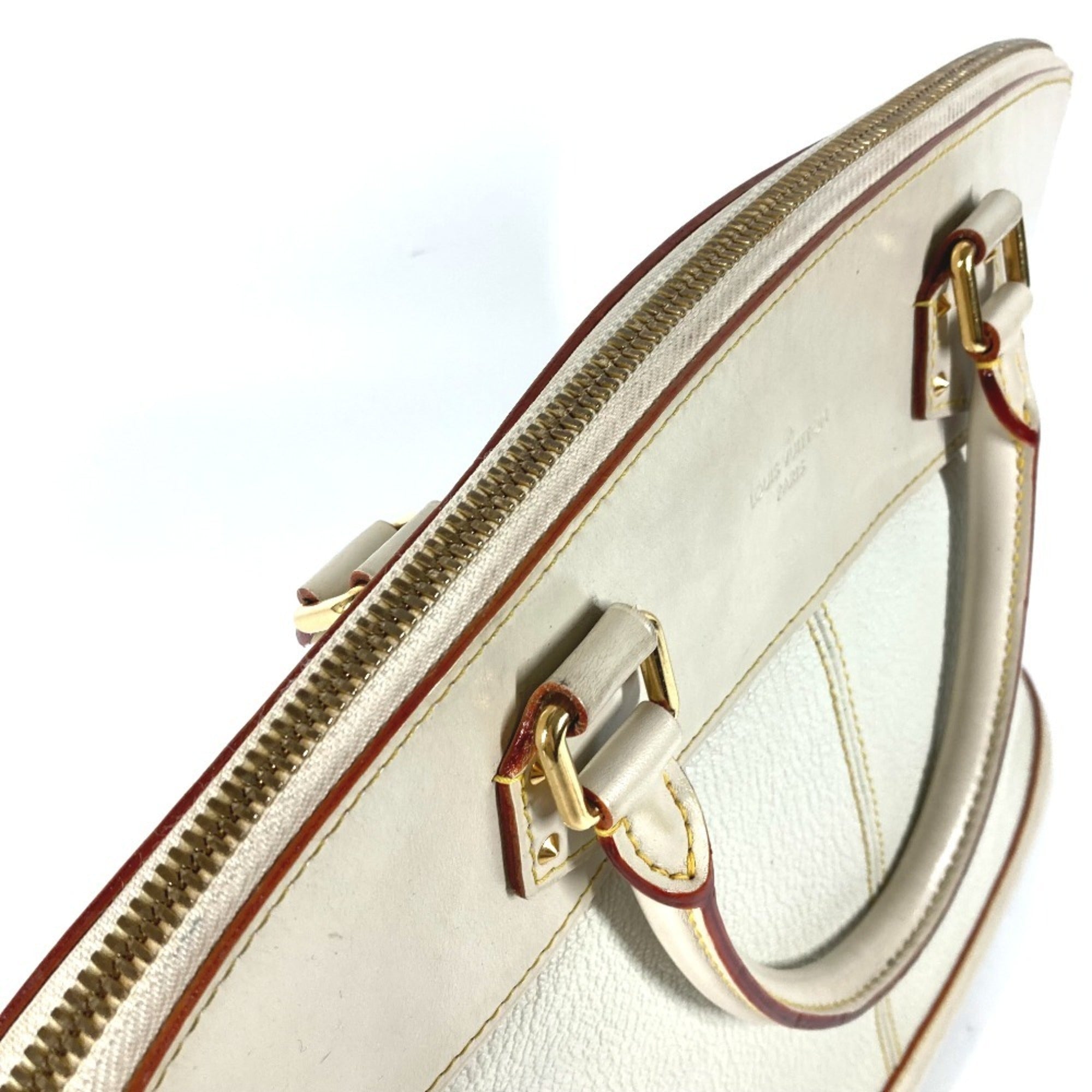 Louis Vuitton Galle White Yellow Suhali Leather Handbag Tote Bag (Pre-Owned)