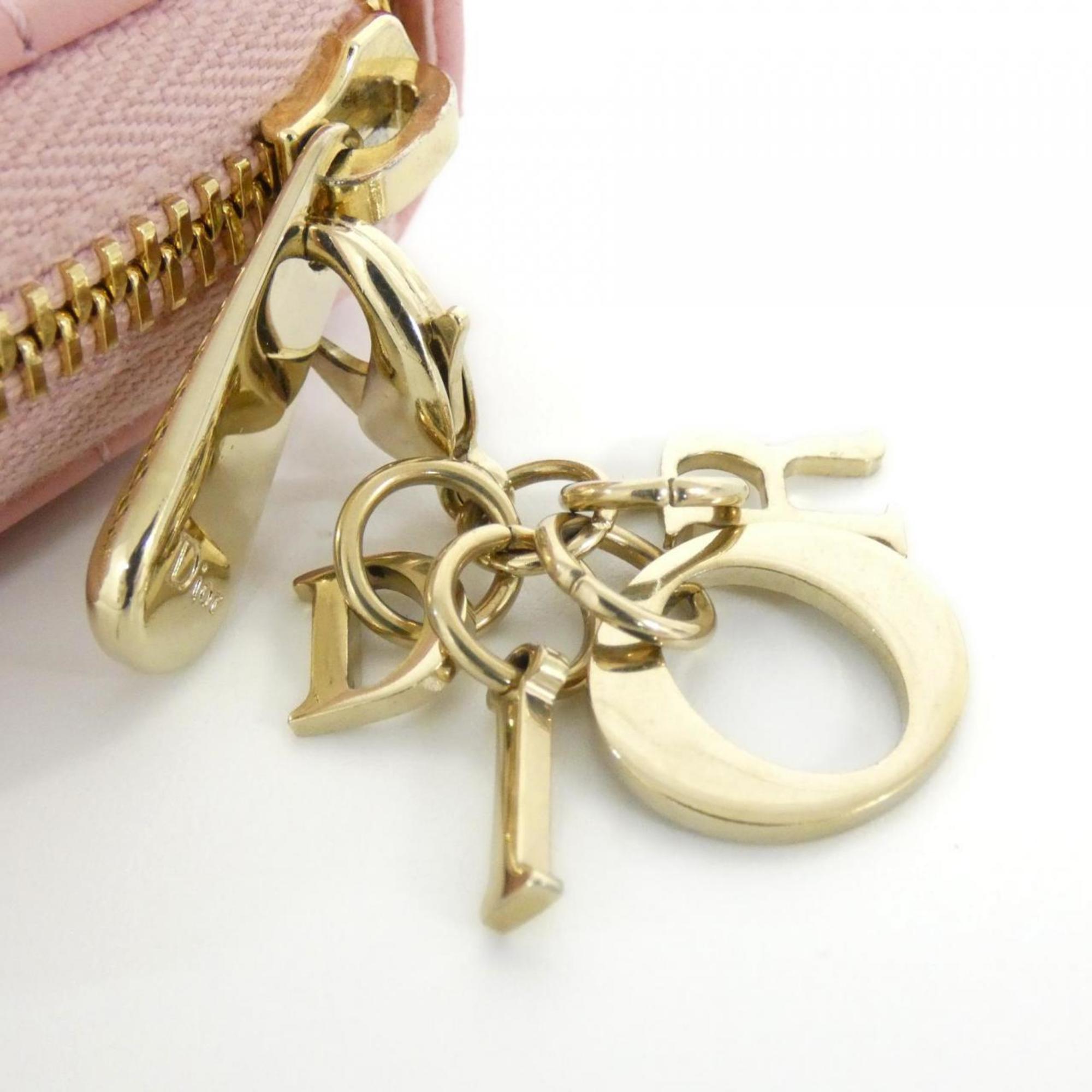 Christian Dior Lady Dior Pink Leather Coin Purse/Coin Case (Pre-Owned)