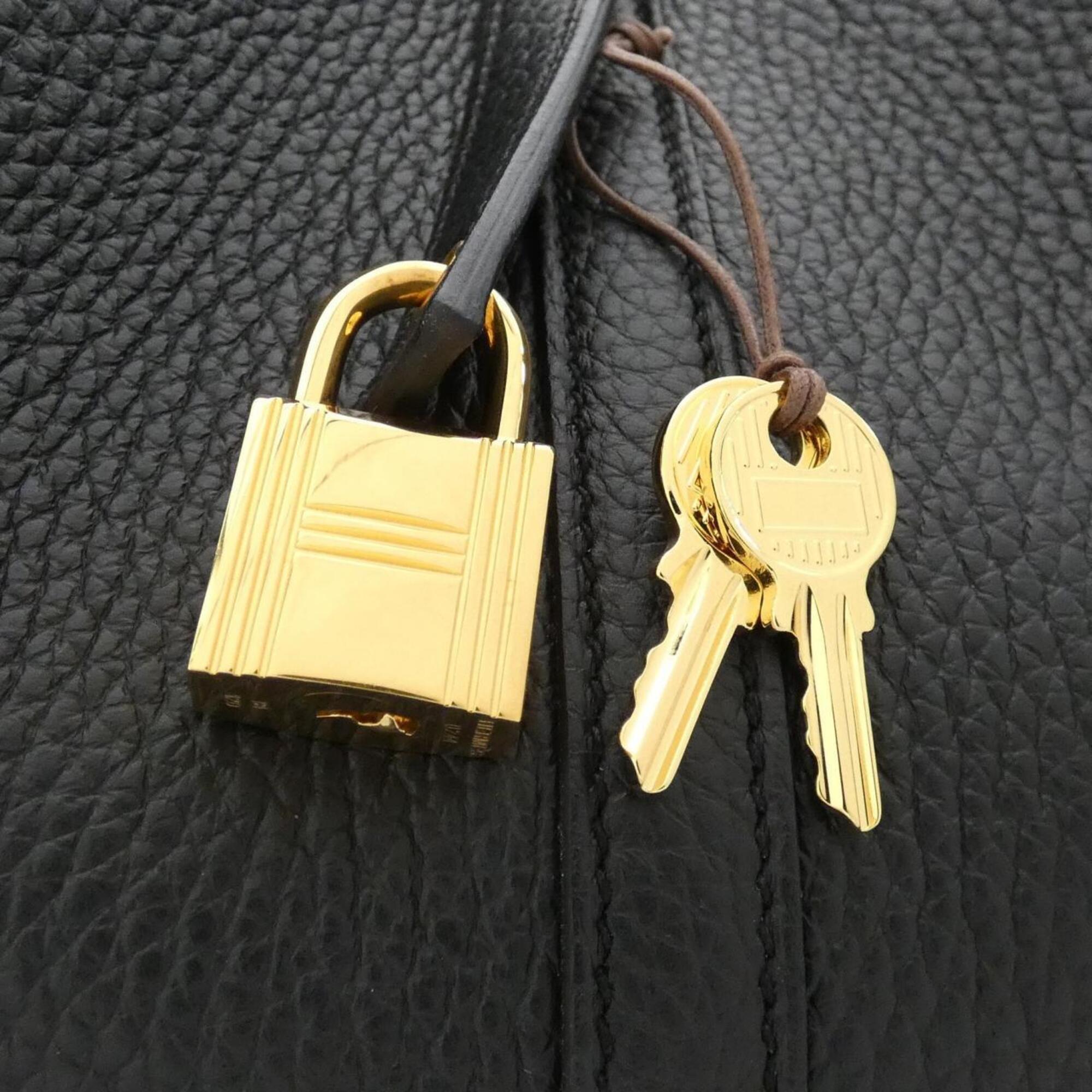 Hermes Black Taurillon Clemence Leather Handbag (Pre-Owned)