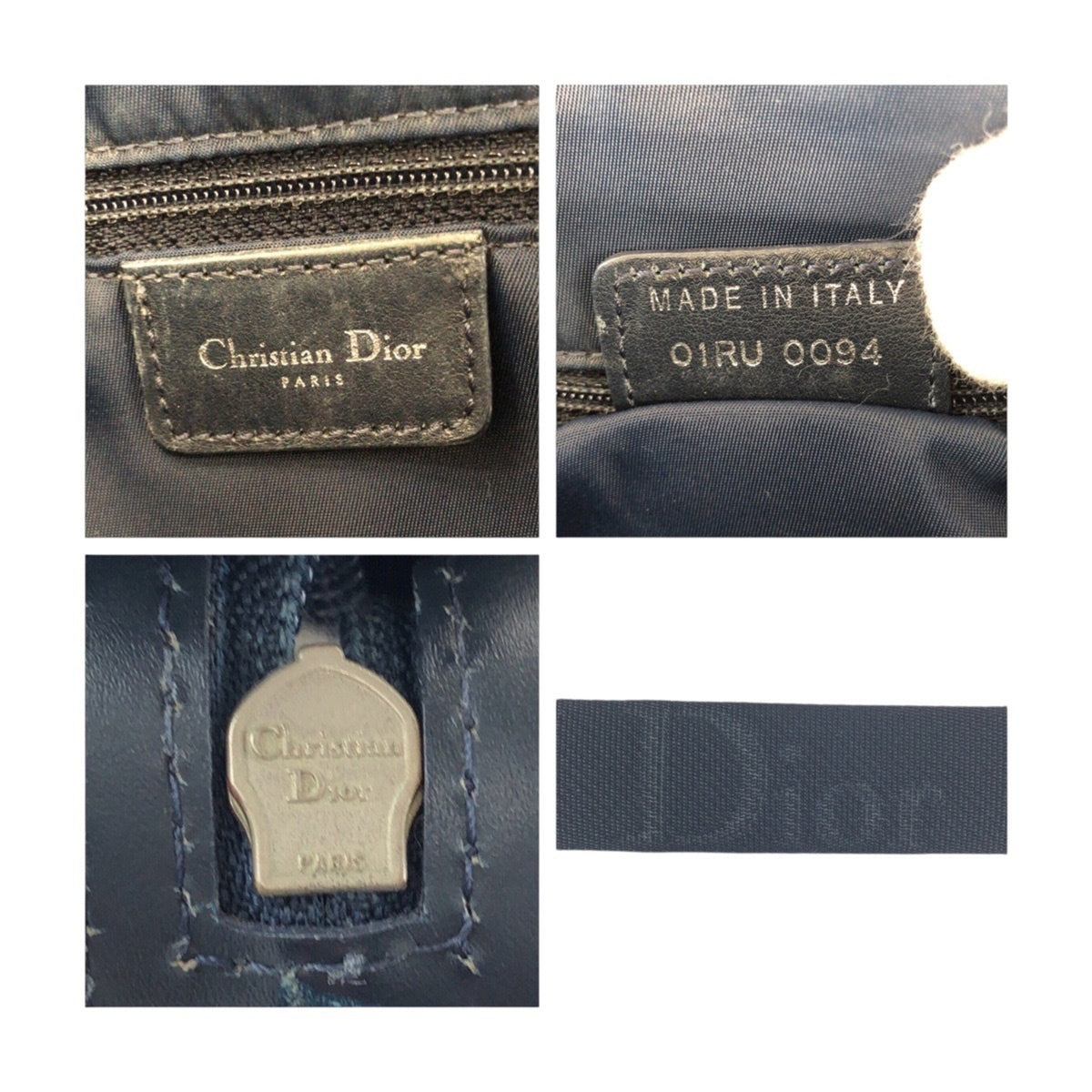 Christian Dior Gray Navy Canvas Leather Messenger Bag Shoulder Bag (Pre-Owned)