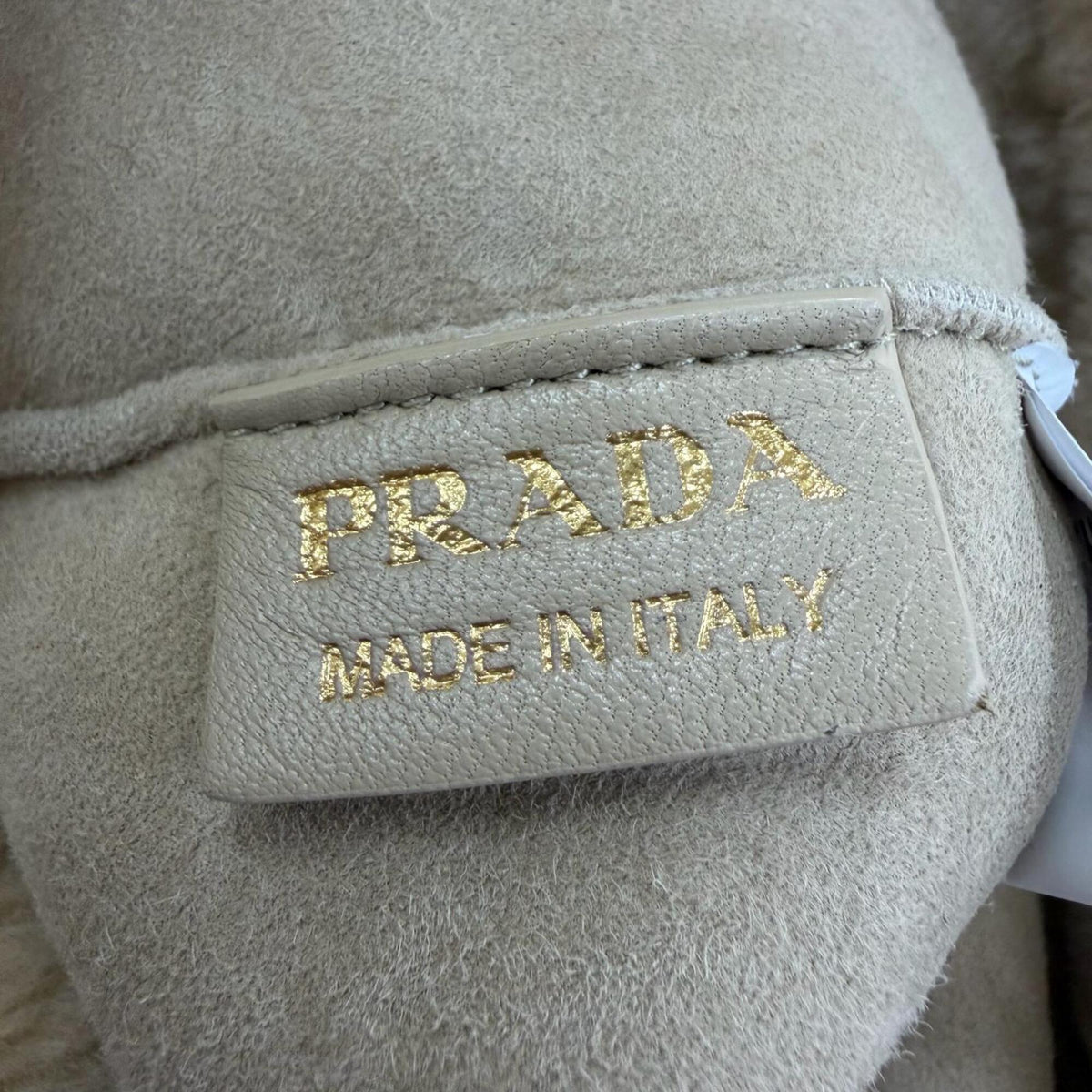 Prada Beige Leather Pouch Shoulder Bag (Pre-Owned)