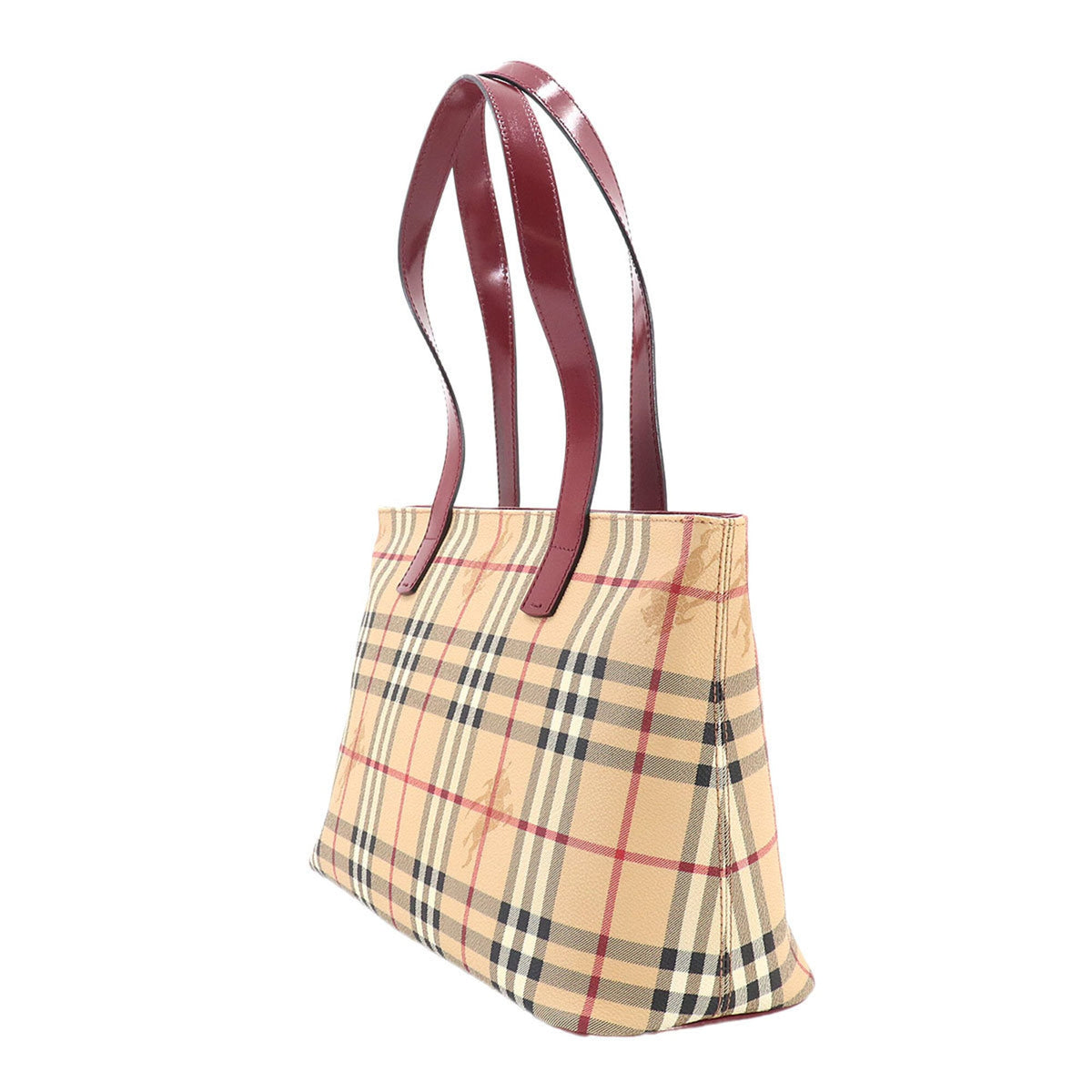 Burberry Beige Red Color Pvc Leather Tote Bag (Pre-Owned)