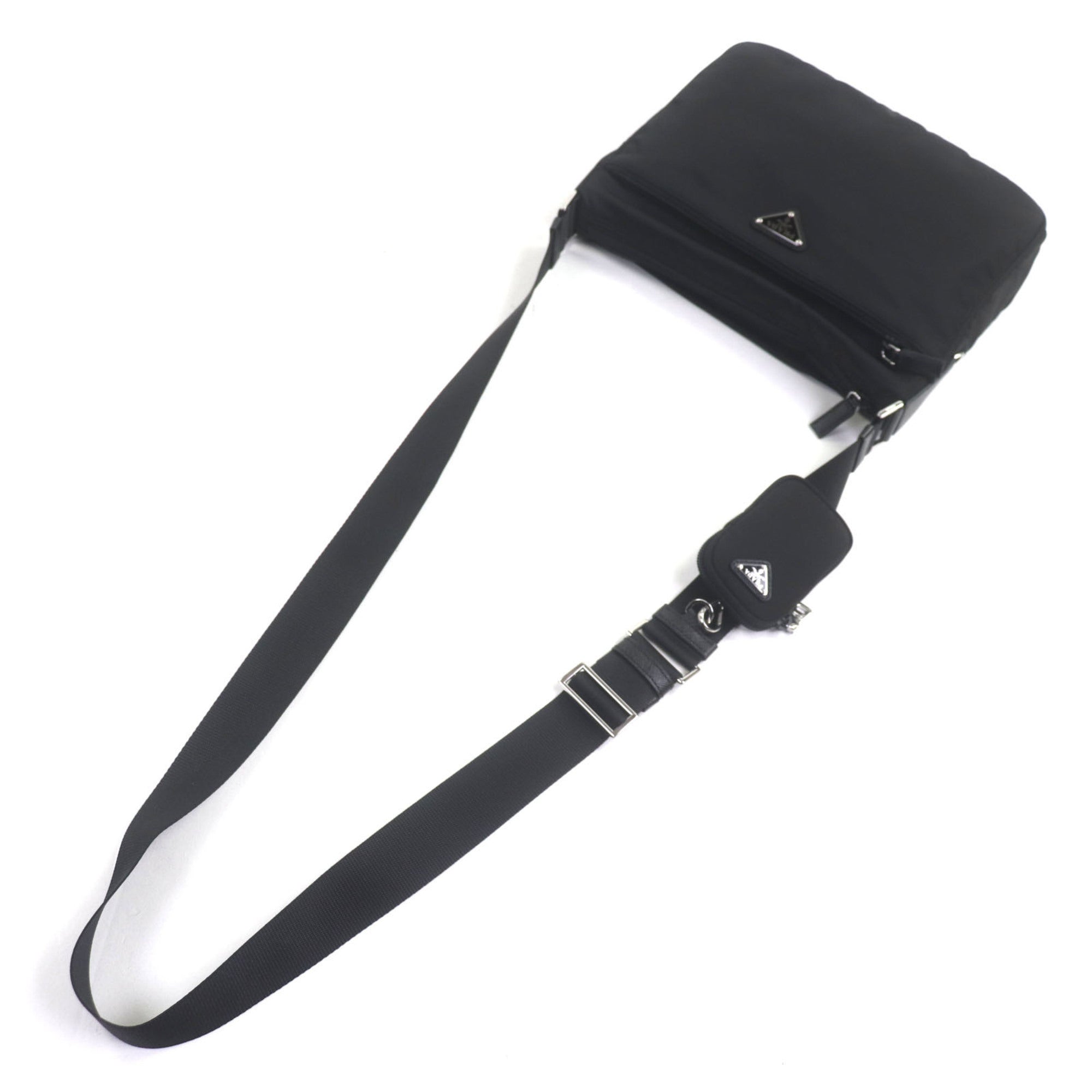 Prada Black Nylon Saffiano Triangle Pouch Shoulder Bag (Pre-Owned)