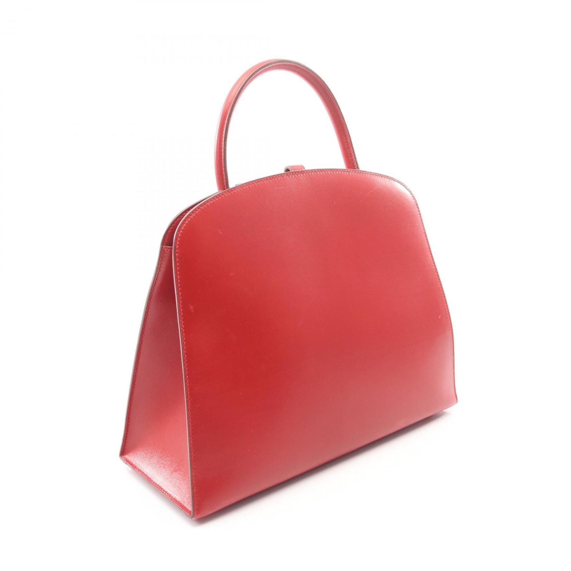 Hermes Red Color Box Calf Leather Leather Handbag (Pre-Owned)