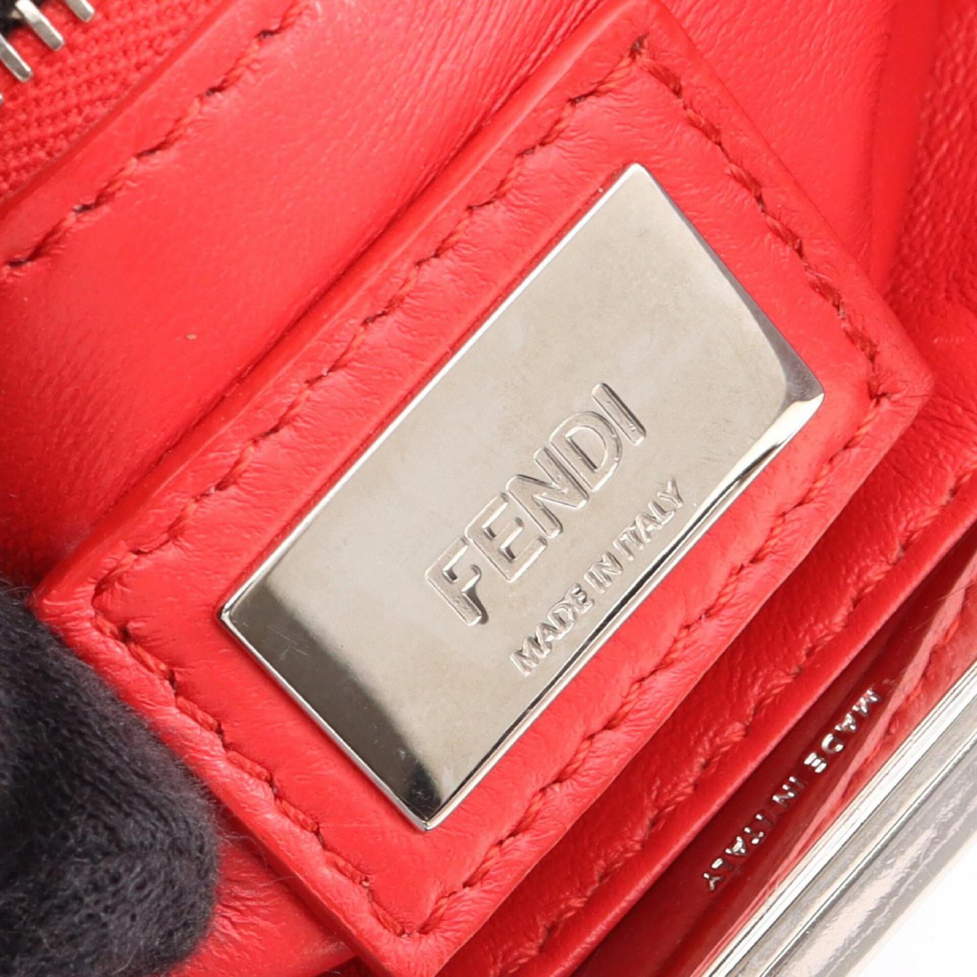 Fendi Blue Red Color Leather Handbag (Pre-Owned)