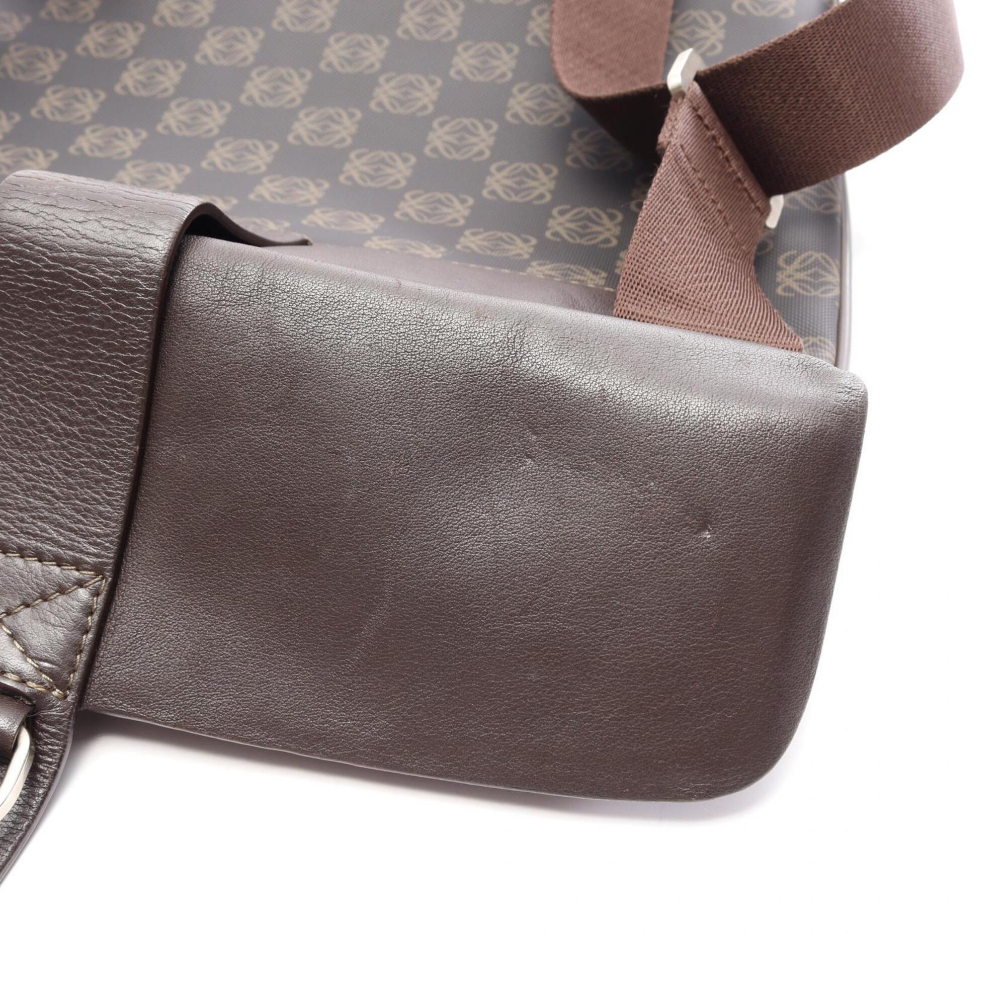 Loewe Black Brown Coated Canvas Leather Handbag Shoulder Bag (Pre-Owned)