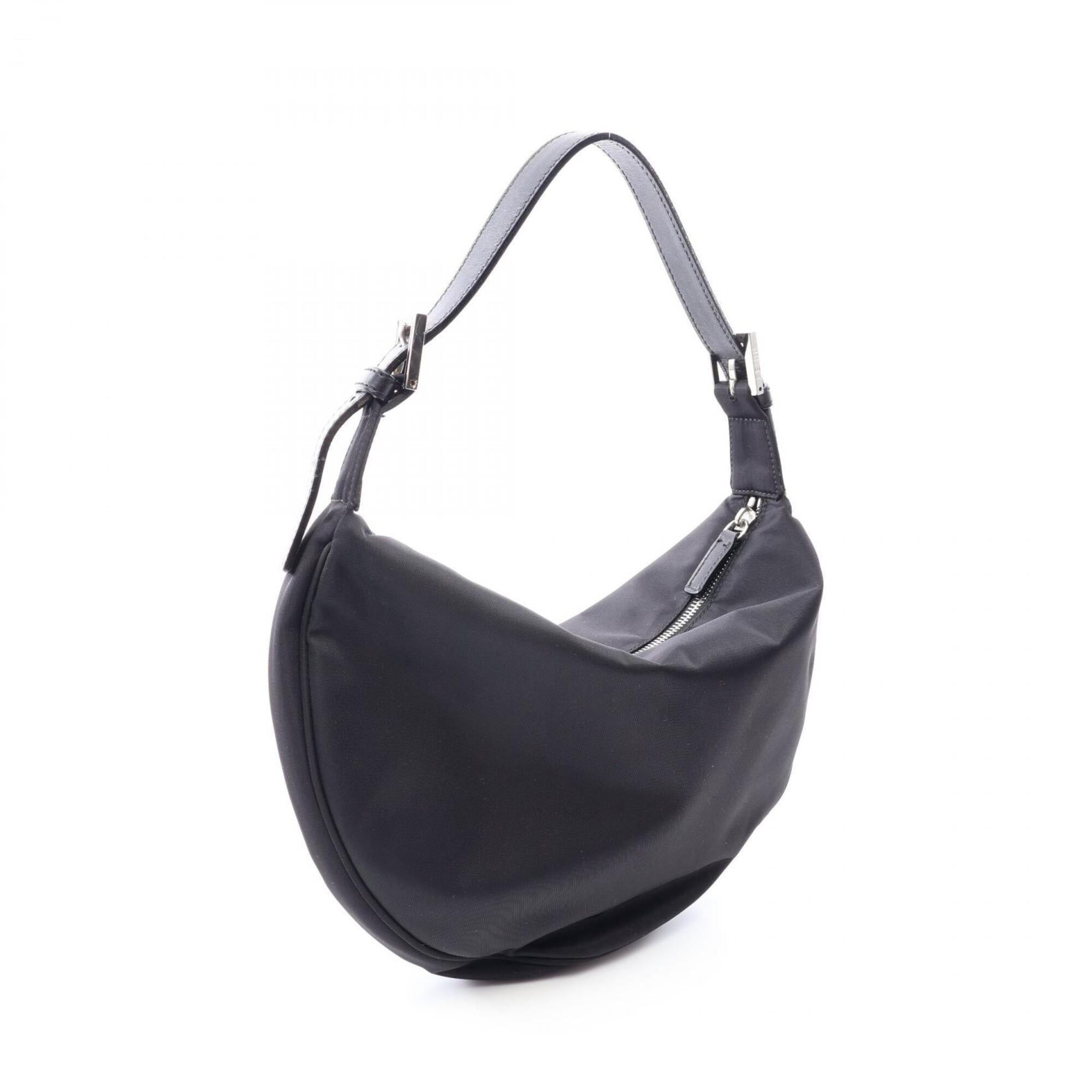 Fendi Black Nylon Leather Handbag Shoulder Bag (Pre-Owned)