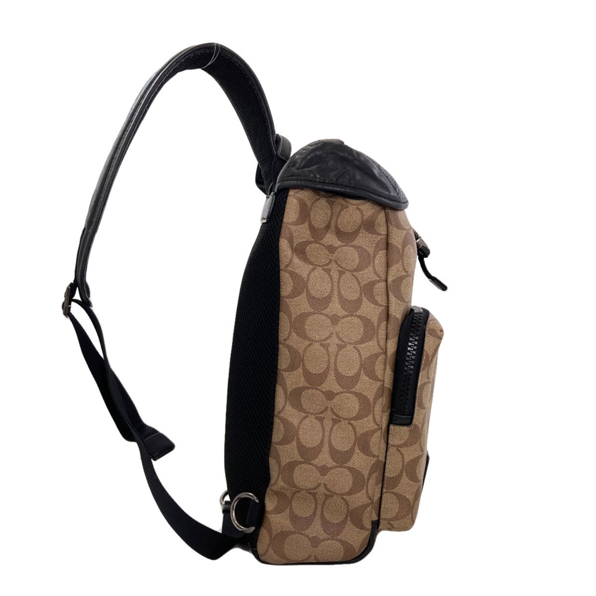 Coach Black Brown Signature Line Sling Bag (Pre-Owned)