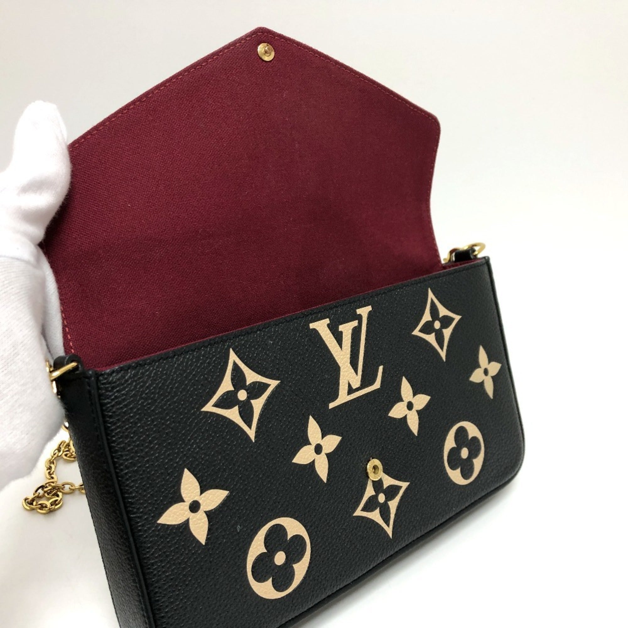 Louis Vuitton Monogram Empreinte Black Galle Monogram Empreinte Chain/Shoulder Wallet (Pre-Owned)
