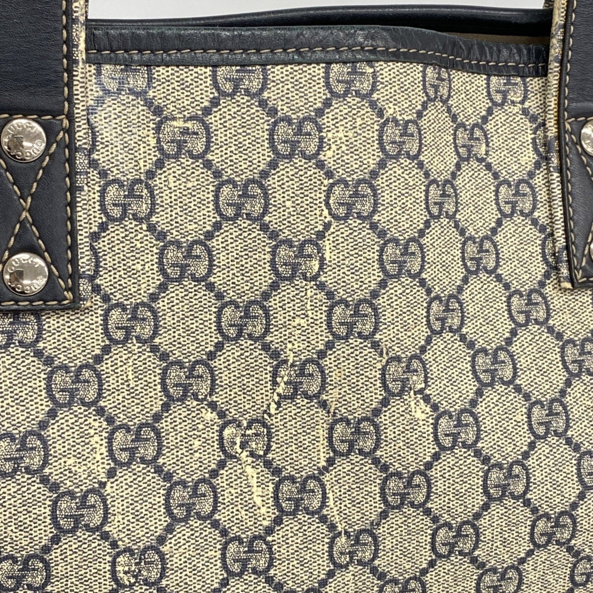 Gucci Beige Navy Pvc Tote Bag (Pre-Owned)