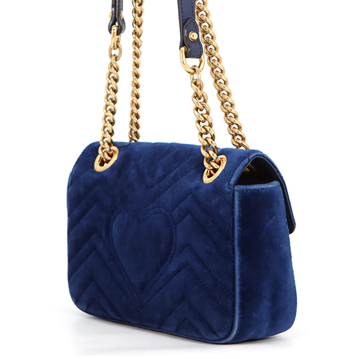 Gucci Gg Marmont Blue Leather Handbag Shoulder Bag (Pre-Owned)