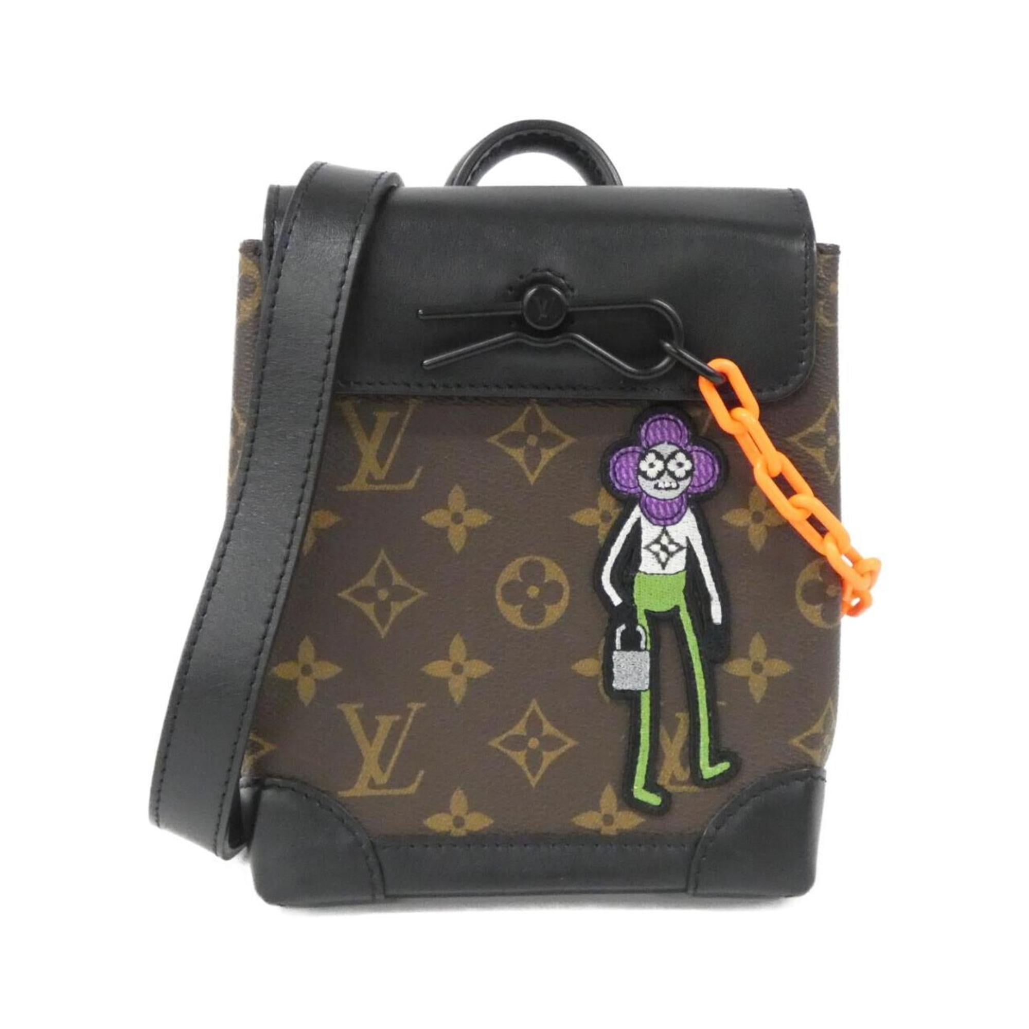 Louis Vuitton Black Brown Coated Canvas Shoulder Bag (Pre-Owned)
