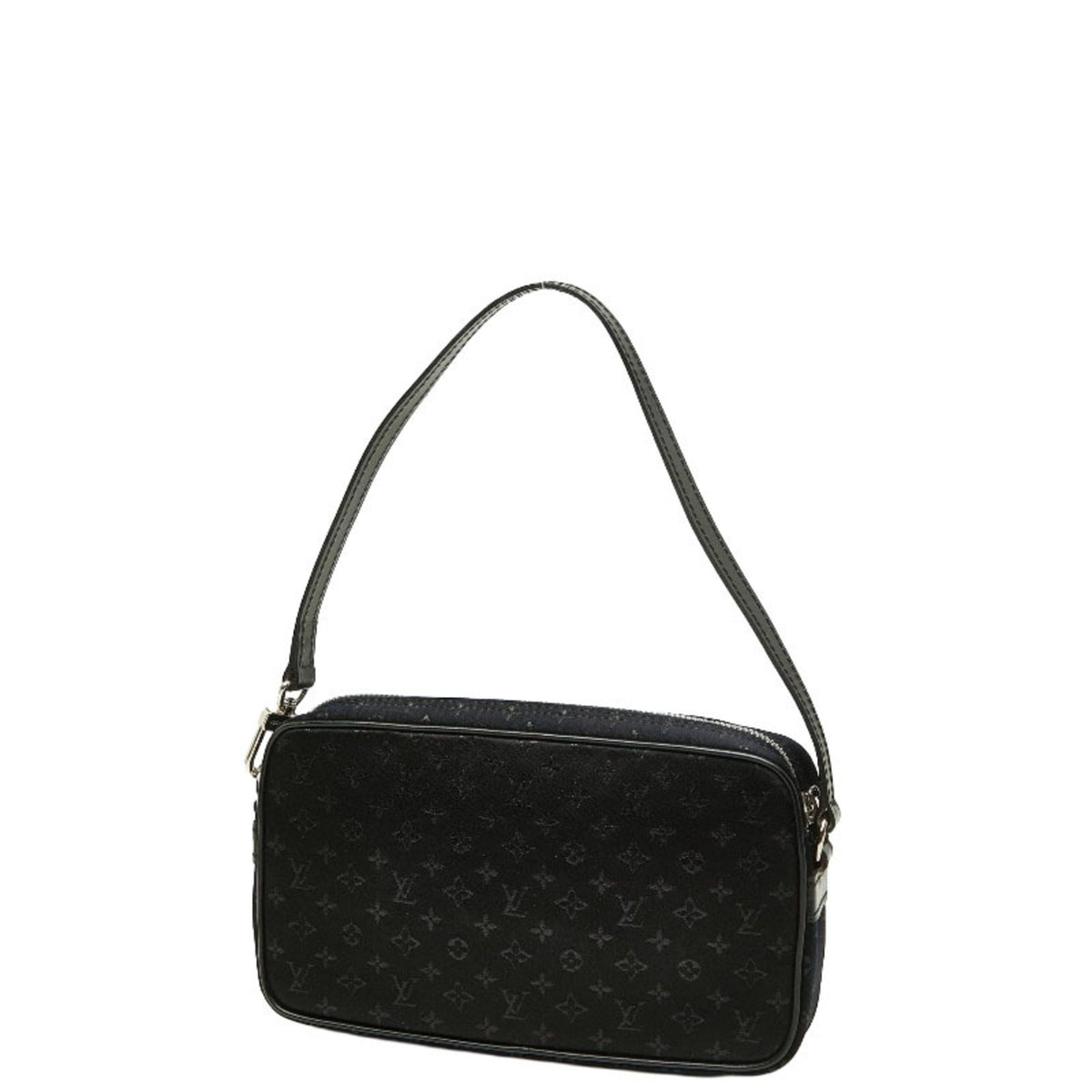 Louis Vuitton Black Satin Leather Handbag Pochette Shoulder Bag (Pre-Owned)