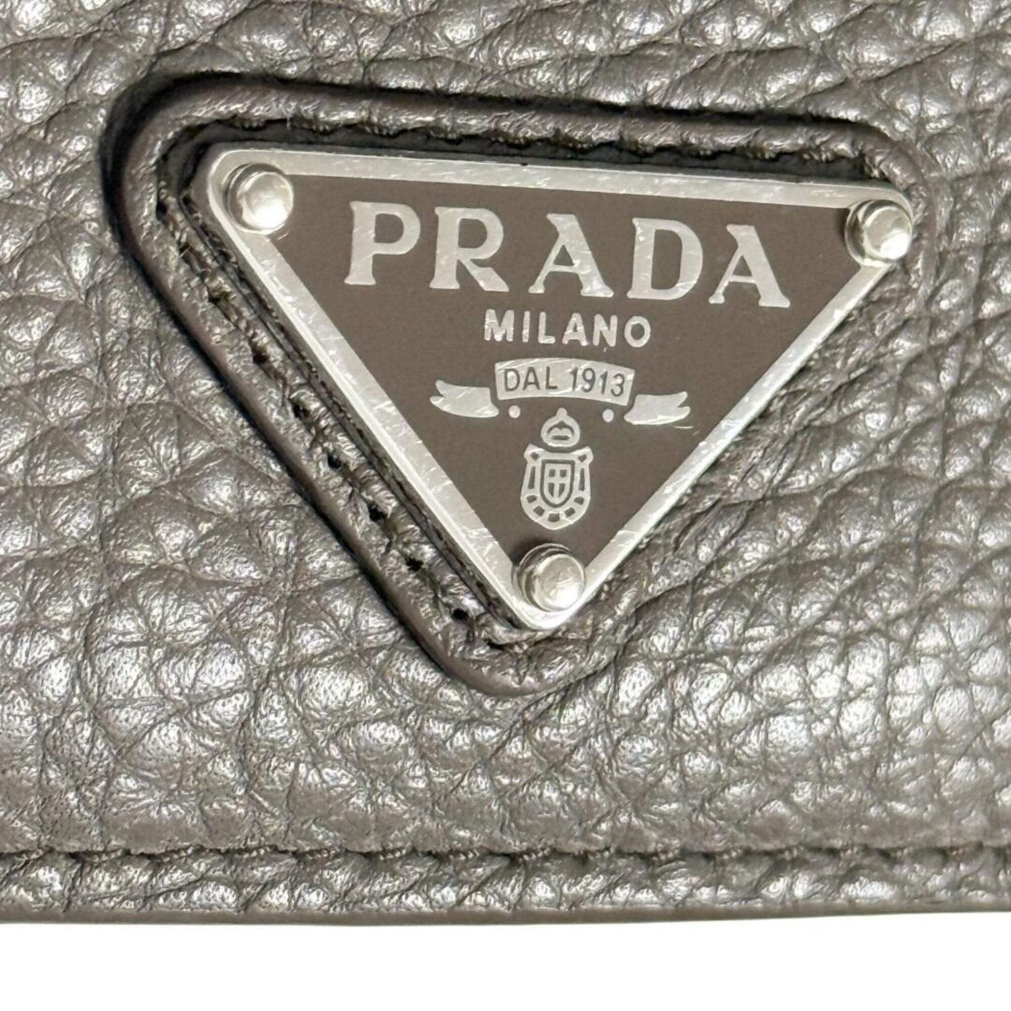 Prada Gray Leather Wallet (Bi-Fold) (Pre-Owned)