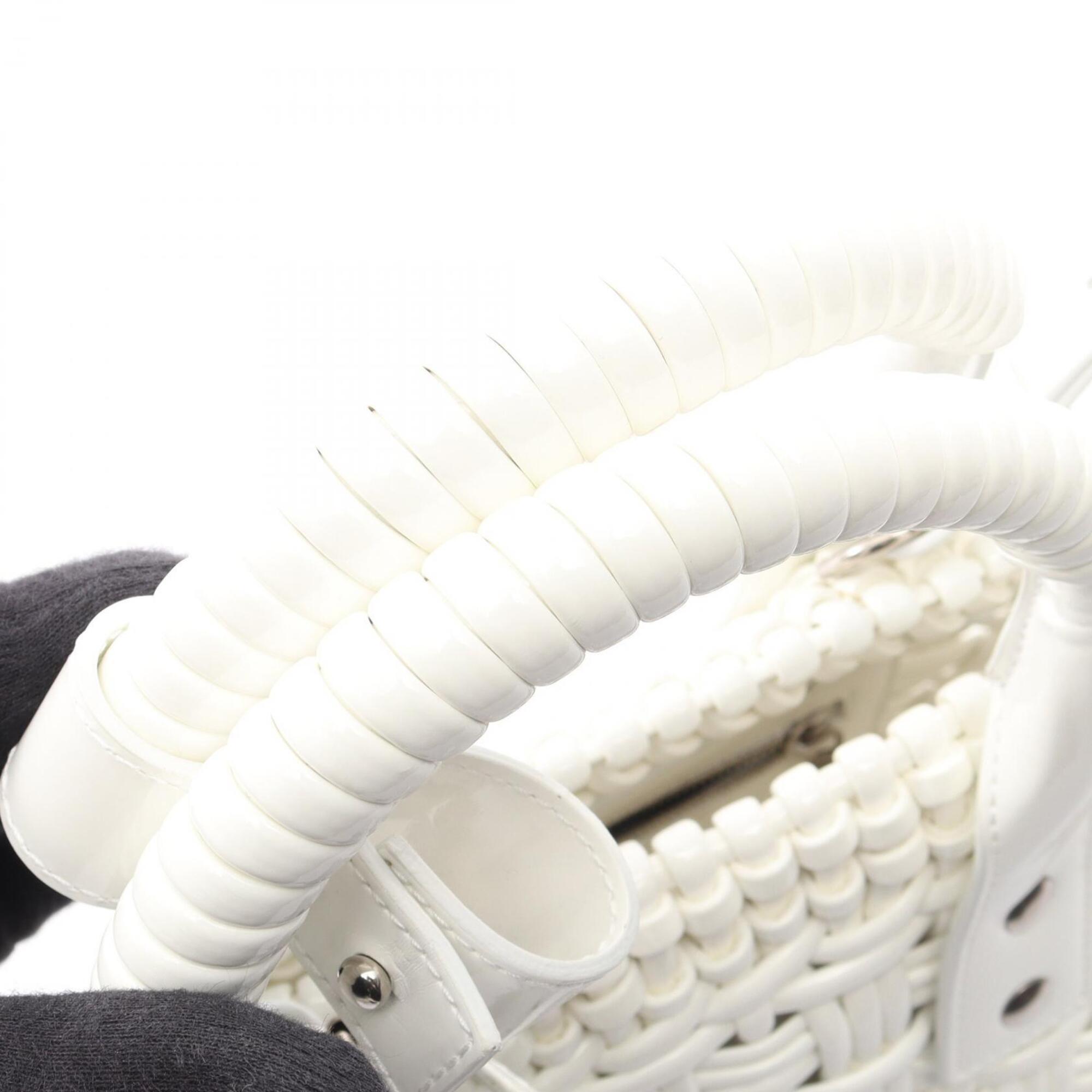 Balenciaga White Leather Basket Tote Bag (Pre-Owned)