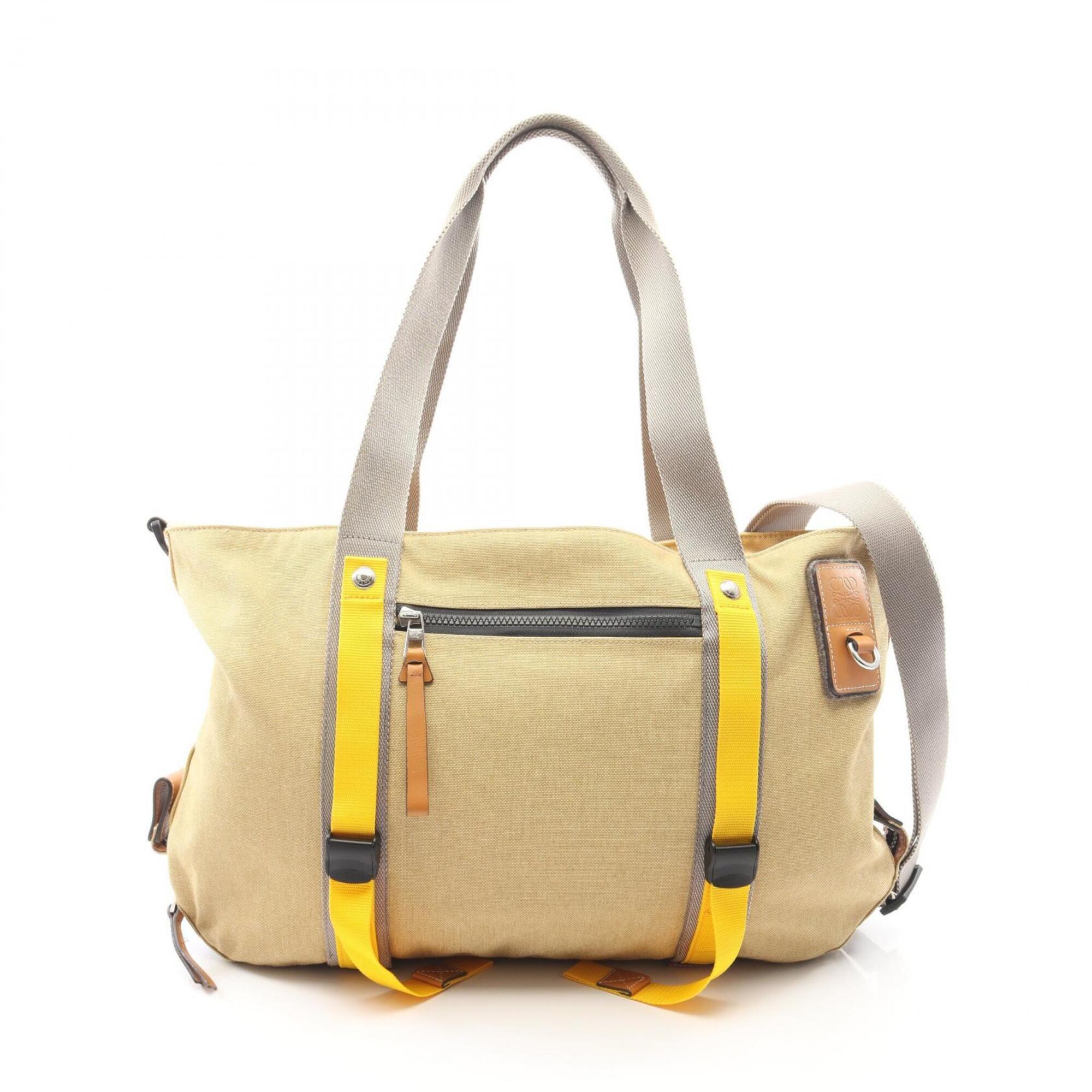 Loewe Beige Multi-Color Canvas Leather Handbag Tote Bag (Pre-Owned)