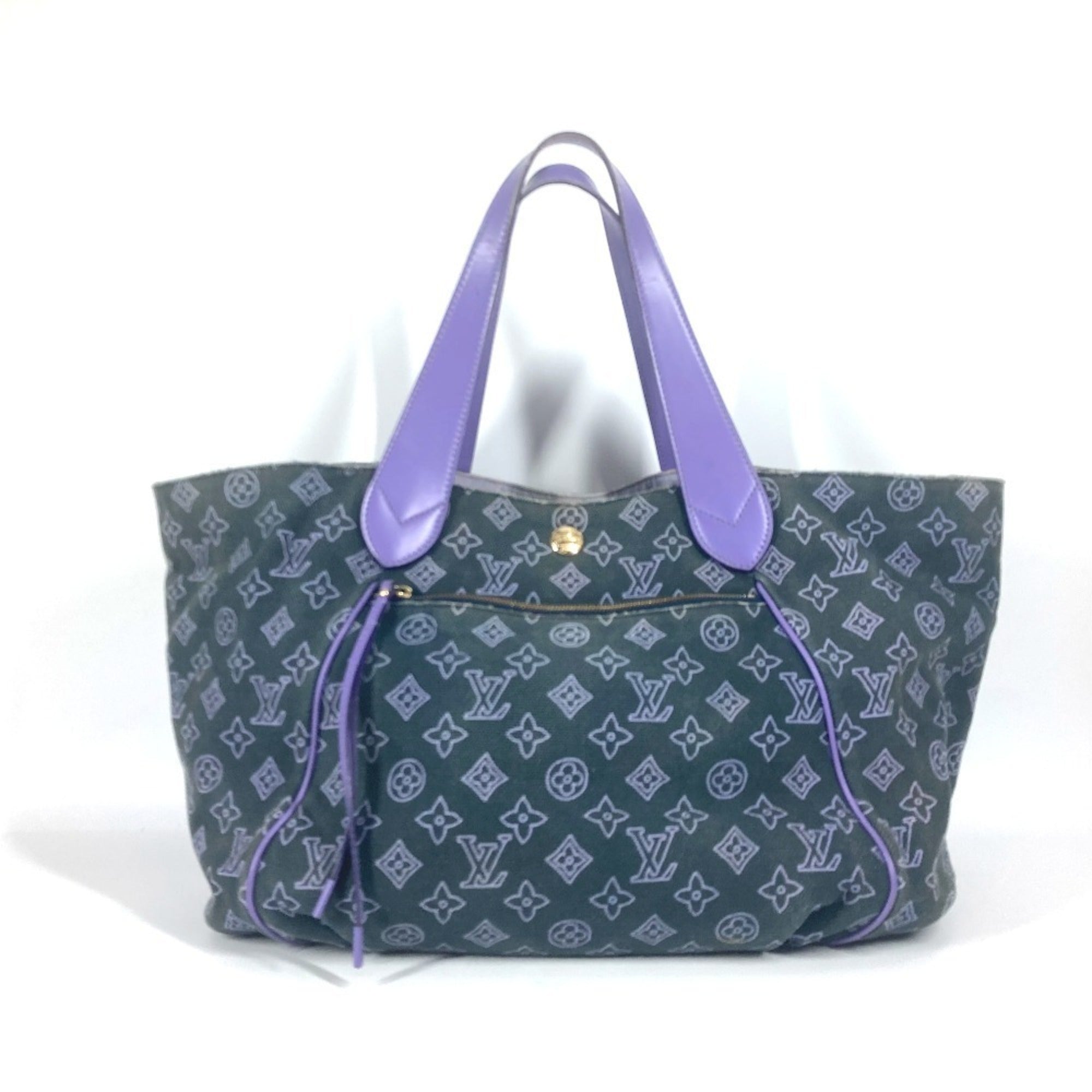 Louis Vuitton Purple Leather Canvas Shoulder Bag Tote Bag (Pre-Owned)