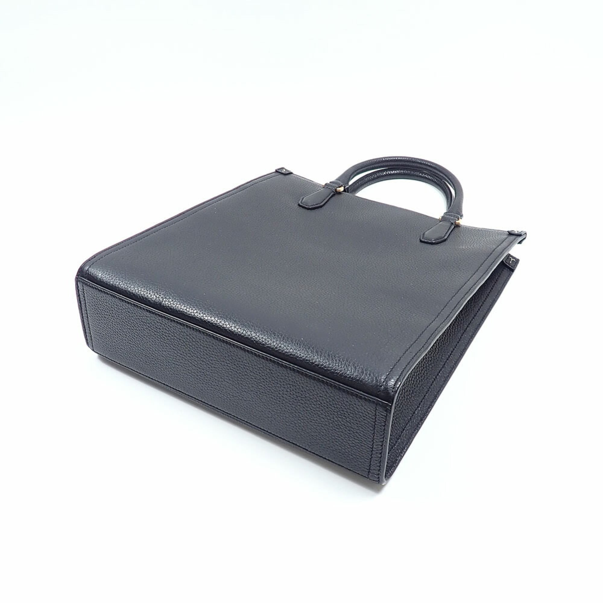 Tory Burch Black Leather Handbag Tote Bag (Pre-Owned)