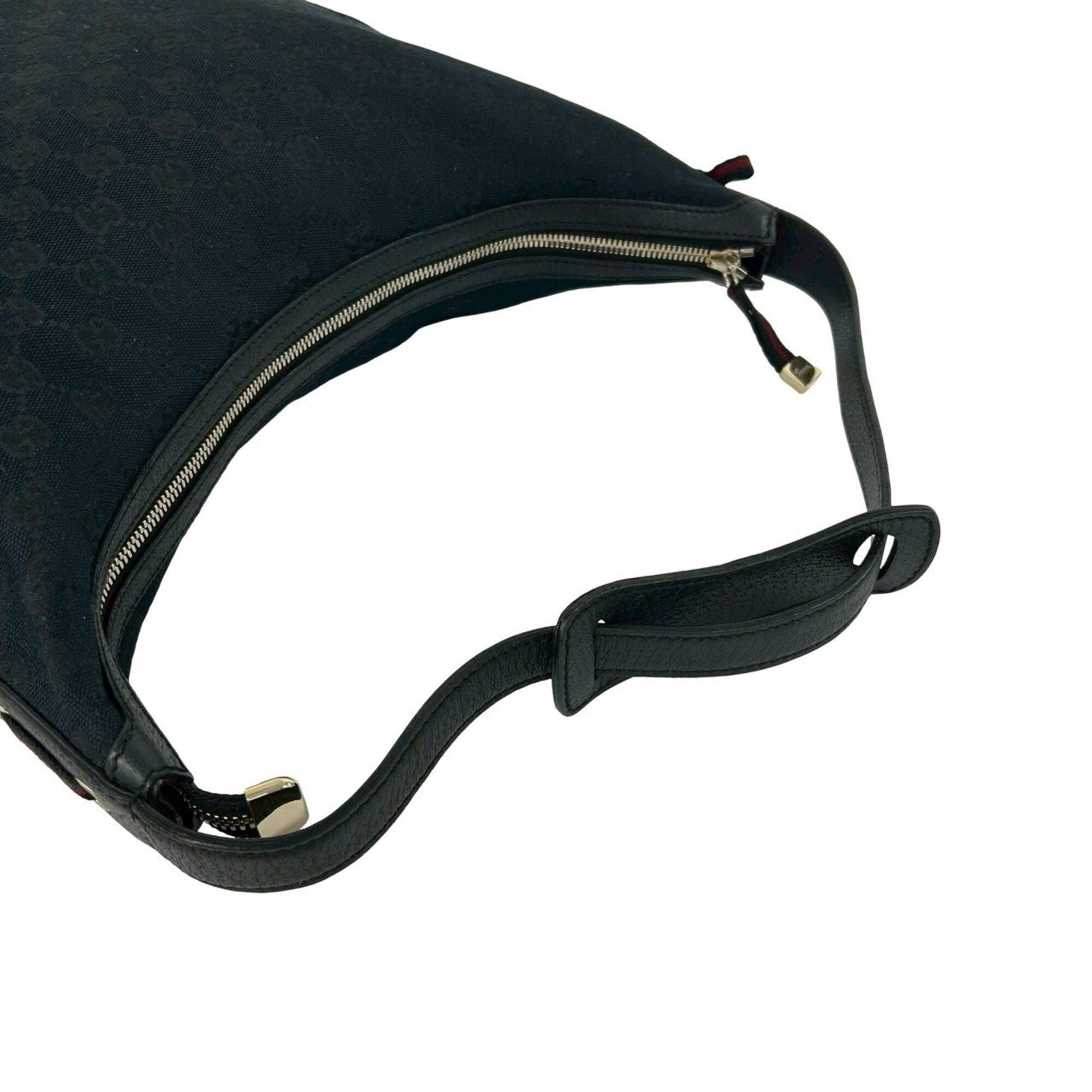 Gucci Black Navy Canvas Leather Shoulder Bag (Pre-Owned)