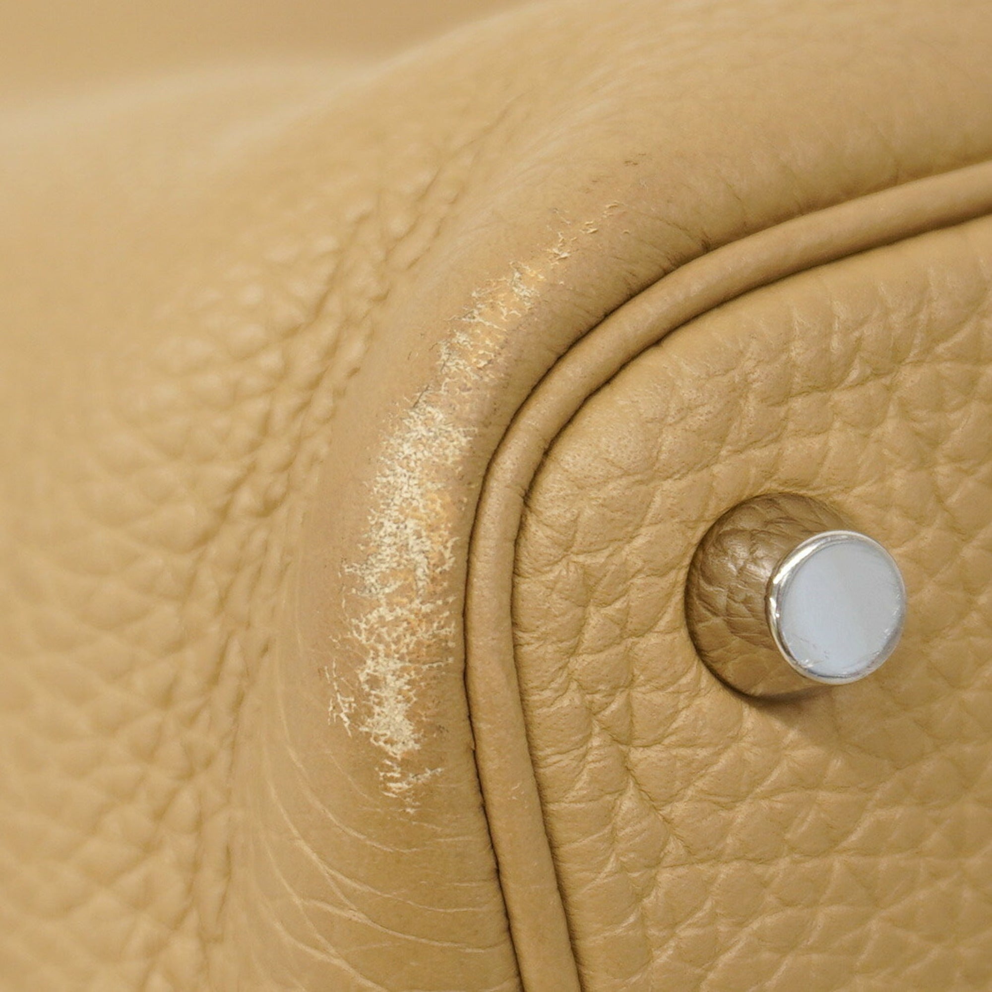 Hermes Beige Taurillon Clemence Leather Handbag (Pre-Owned)