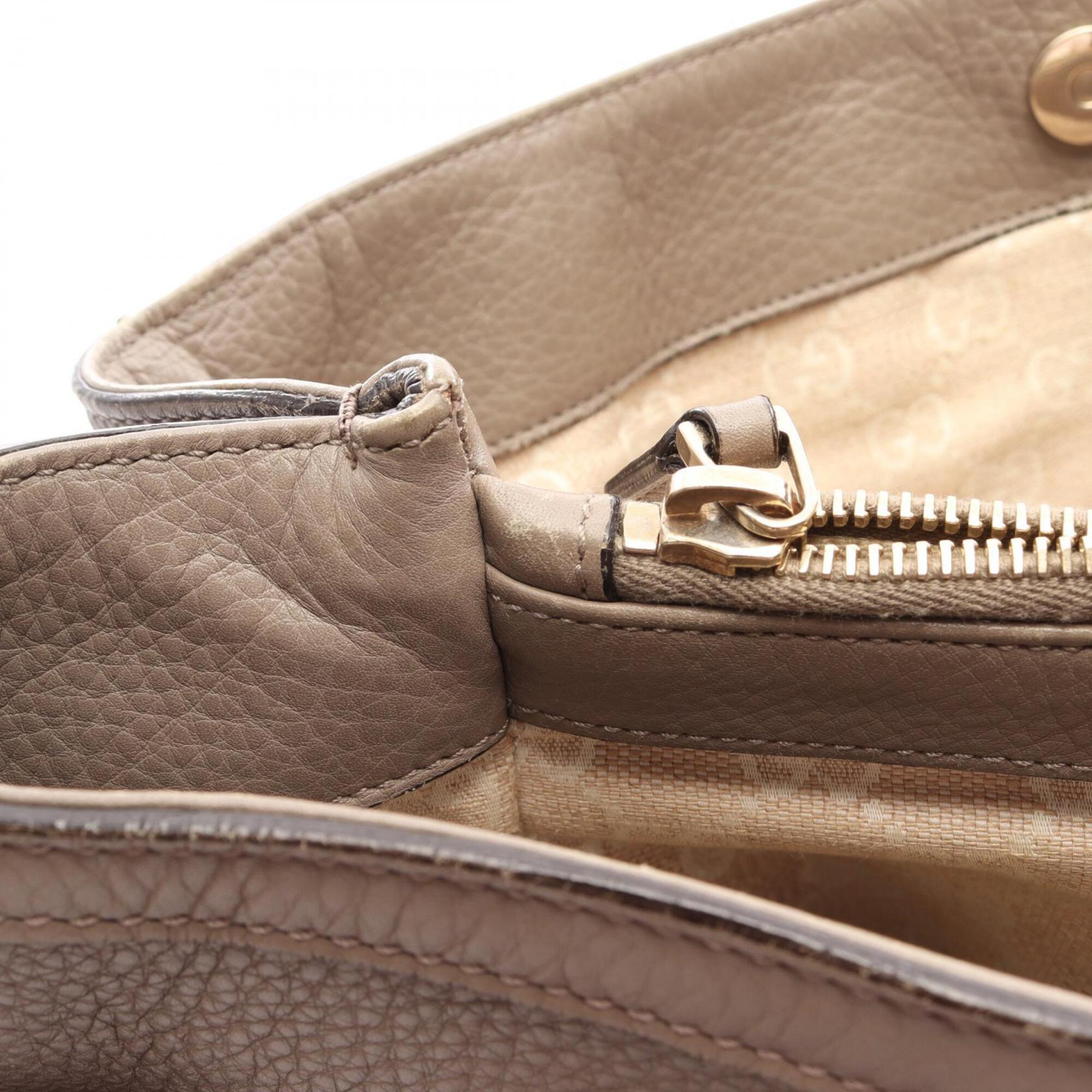 Gucci Beige Leather Handbag Tote Bag (Pre-Owned)