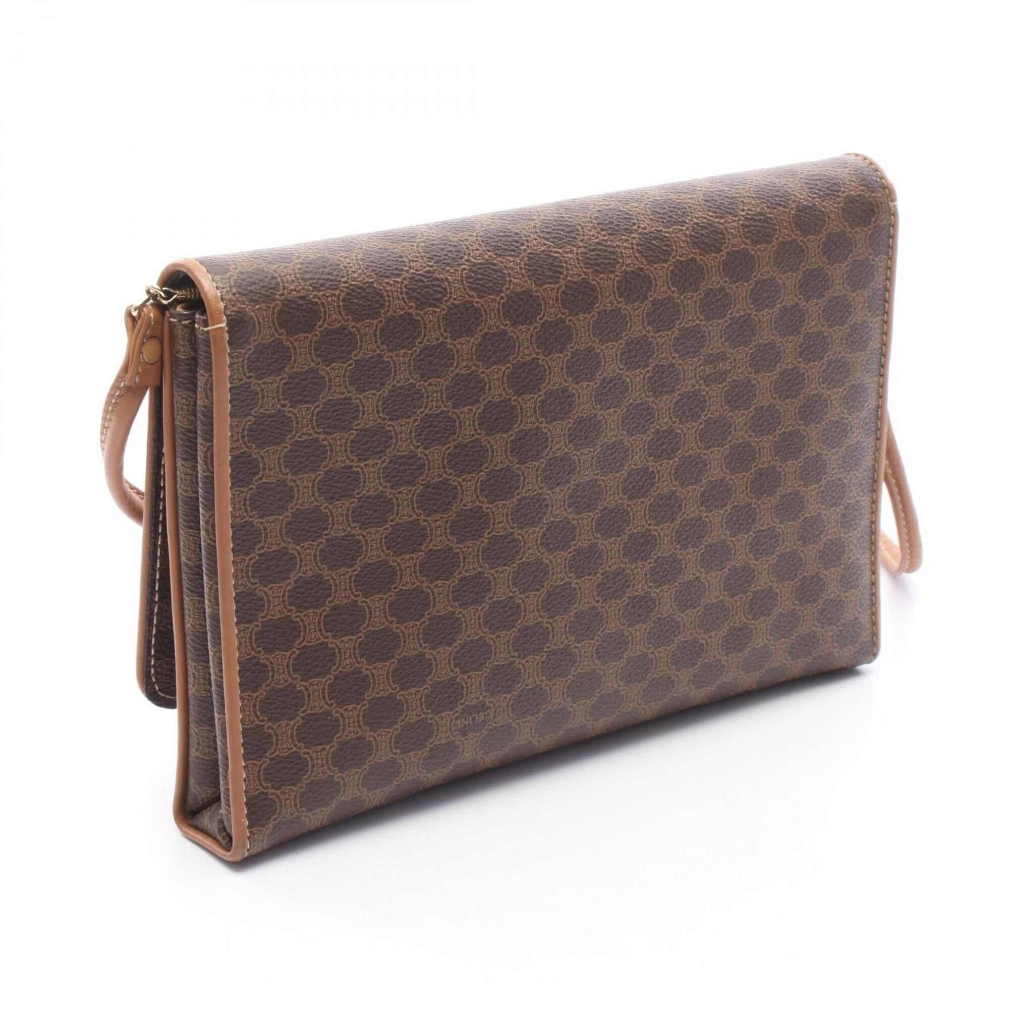 Celine Brown Coated Canvas Handbag Shoulder Bag (Pre-Owned)