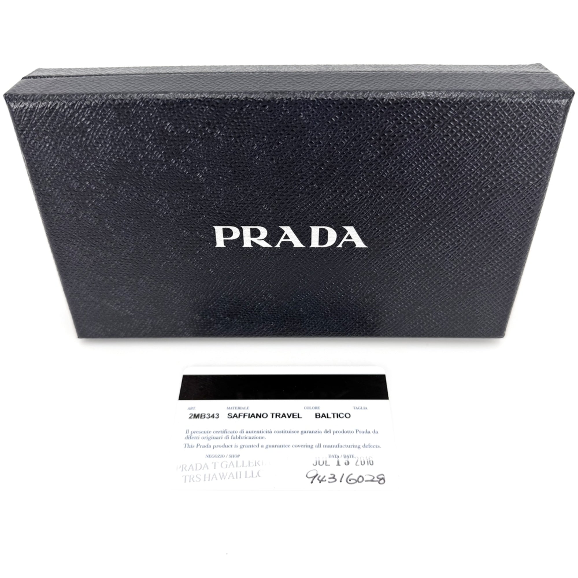 Prada Navy White Leather Coin Purse/Coin Case (Pre-Owned)