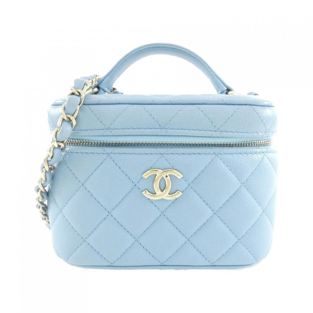 Chanel Light Blue Grained Calfskin Handbag (Pre-Owned)