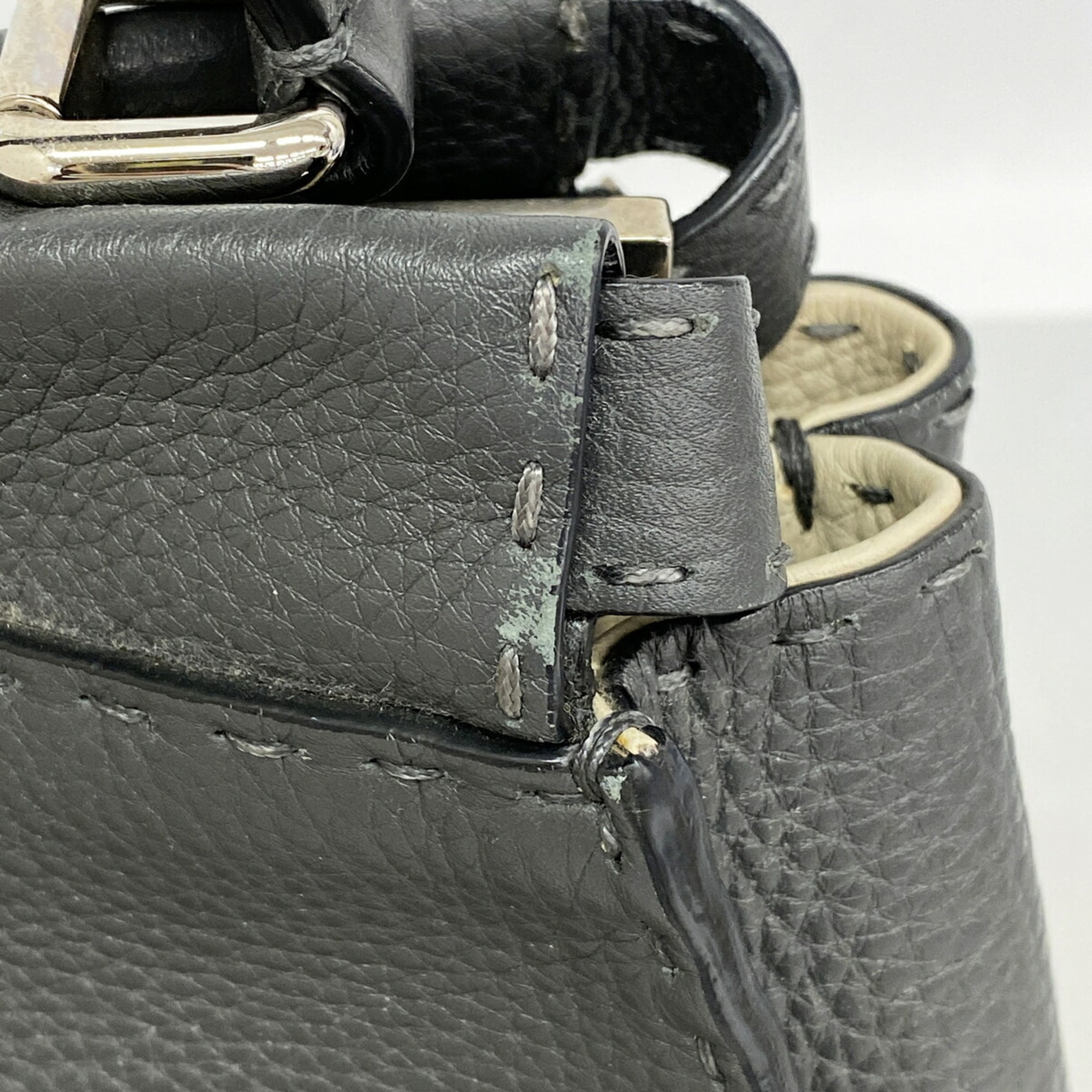 Fendi Gray Leather Handbag (Pre-Owned)