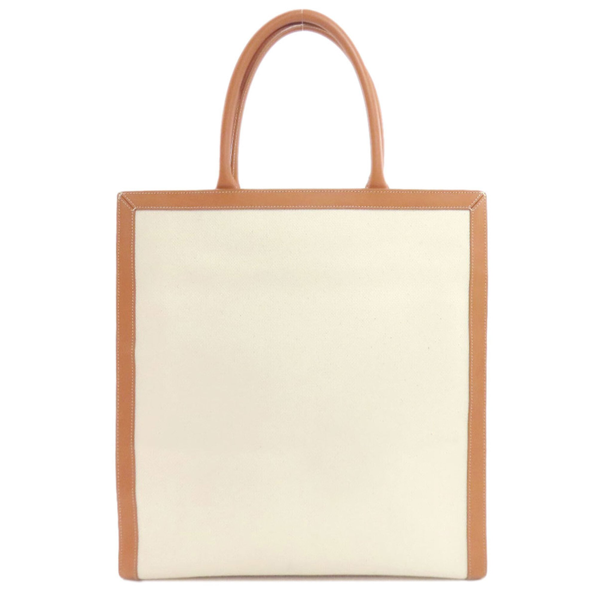 Celine Brown White Canvas Tote Bag (Pre-Owned)