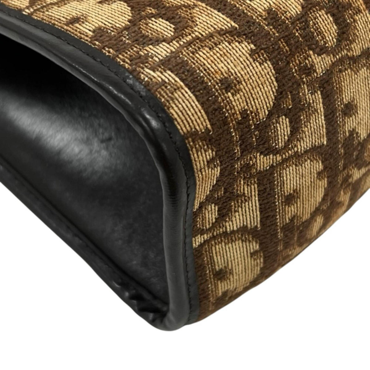 Christian Dior Brown Canvas Leather Shoulder Bag (Pre-Owned)