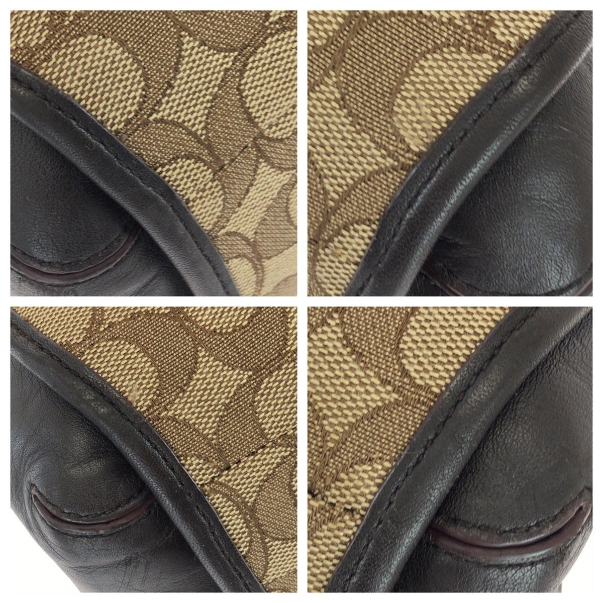 Coach Beige Brown Canvas Leather Shoulder Bag (Pre-Owned)