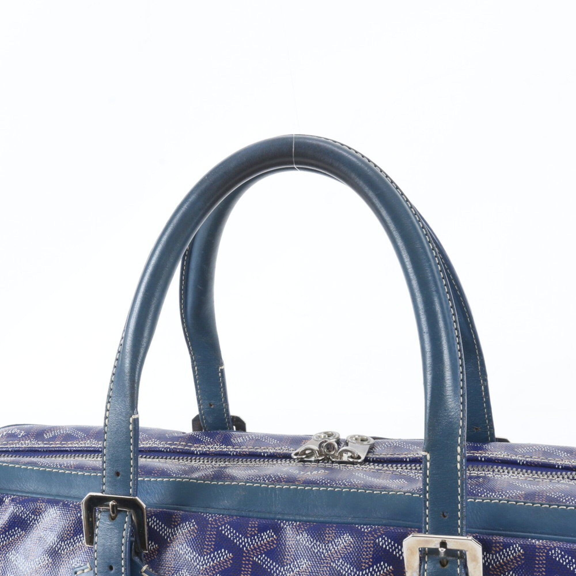 Goyard Navy Purple Leather Coated Canvas Briefcase Tote Bag (Pre-Owned)