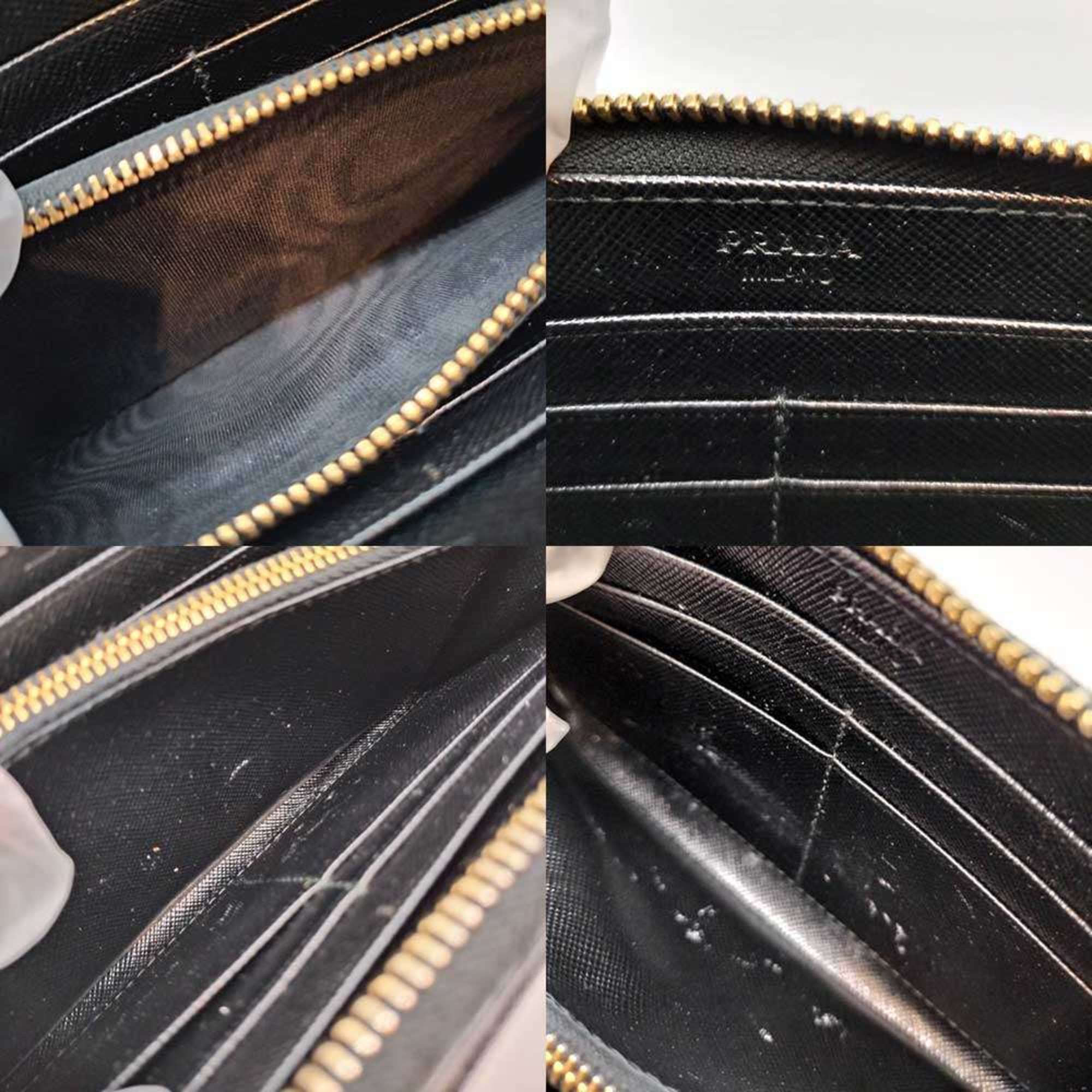 Prada Saffiano Black Saffiano Long Wallet (Bi-Fold) (Pre-Owned)