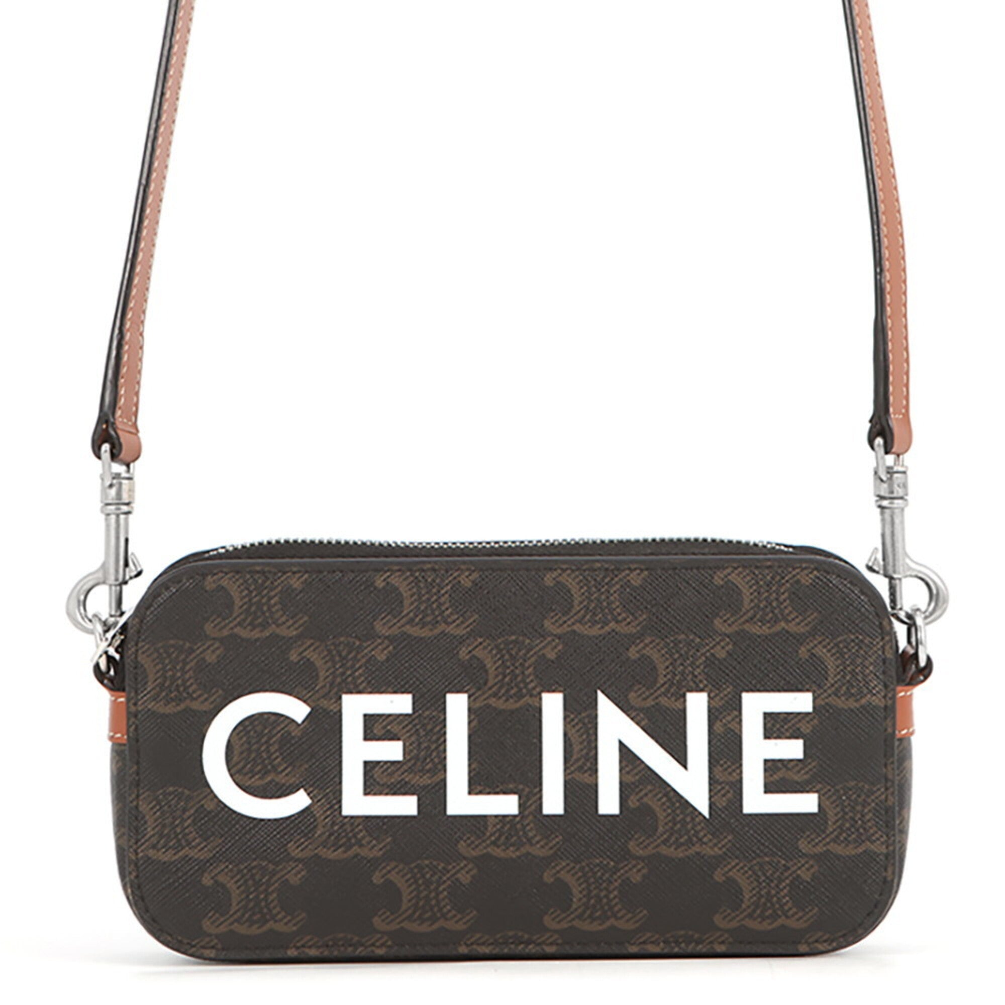 Celine Brown Dark Brown Pvc Leather Handbag Pouch Shoulder Bag (Pre-Owned)