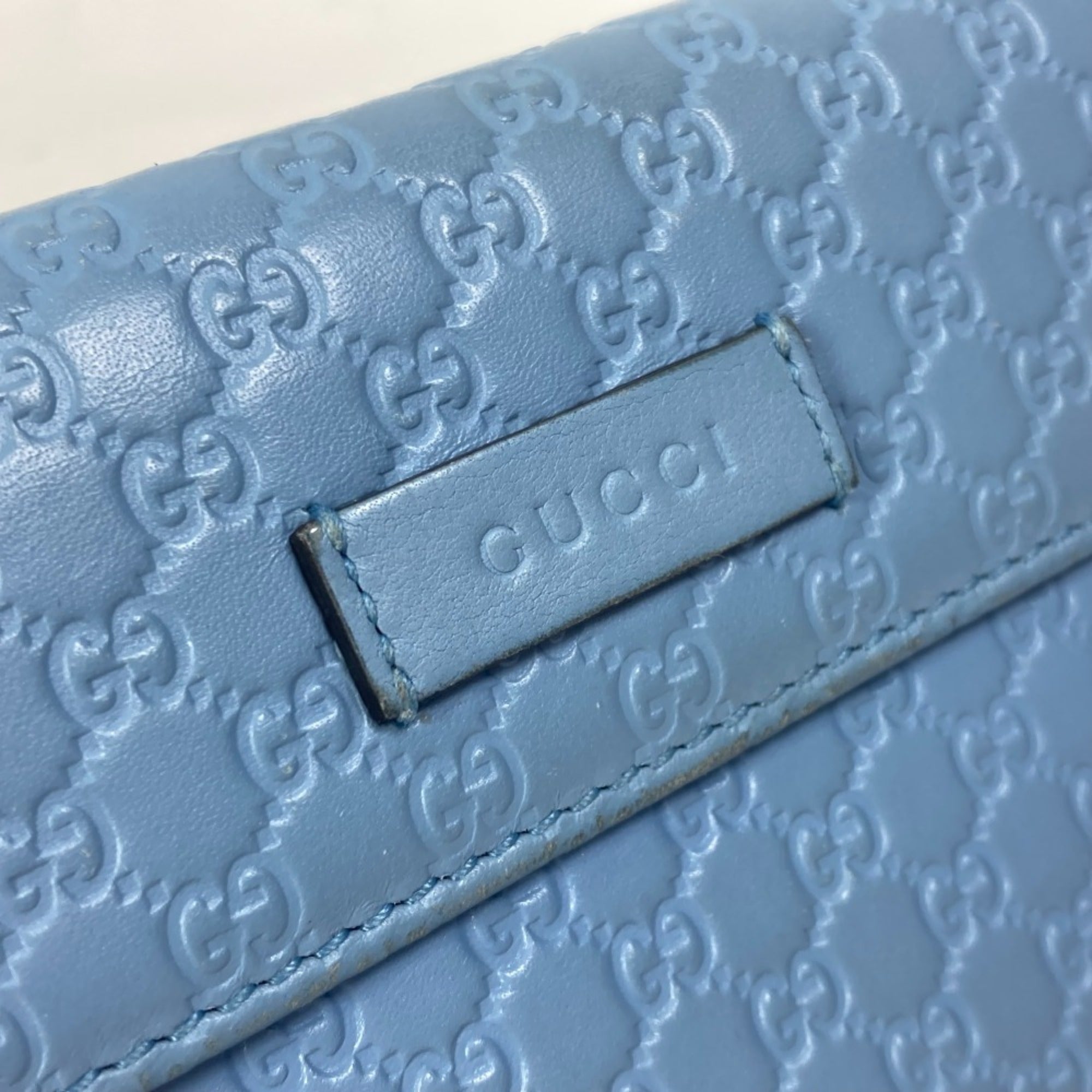 Gucci Light Blue Leather Long Wallet (Bi-Fold) (Pre-Owned)