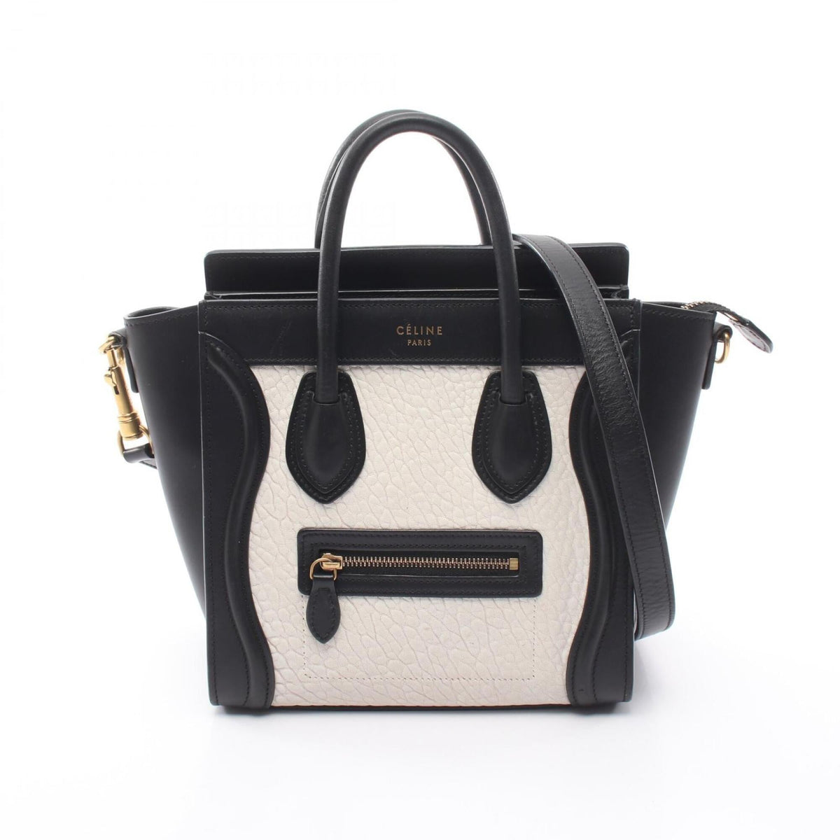 Celine Black White Leather Handbag (Pre-Owned)