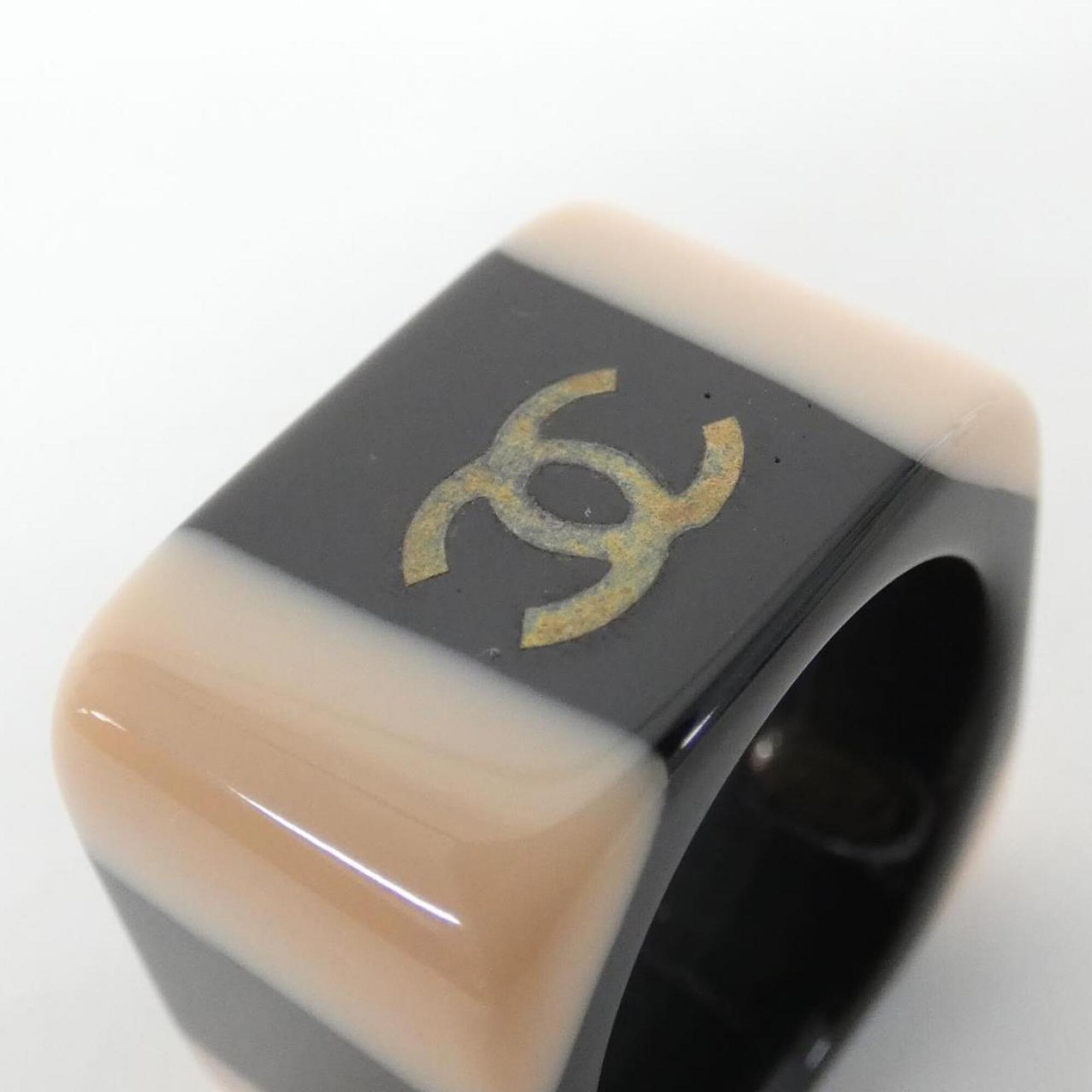Chanel Gold Black Pink Band Ring (Pre-Owned)