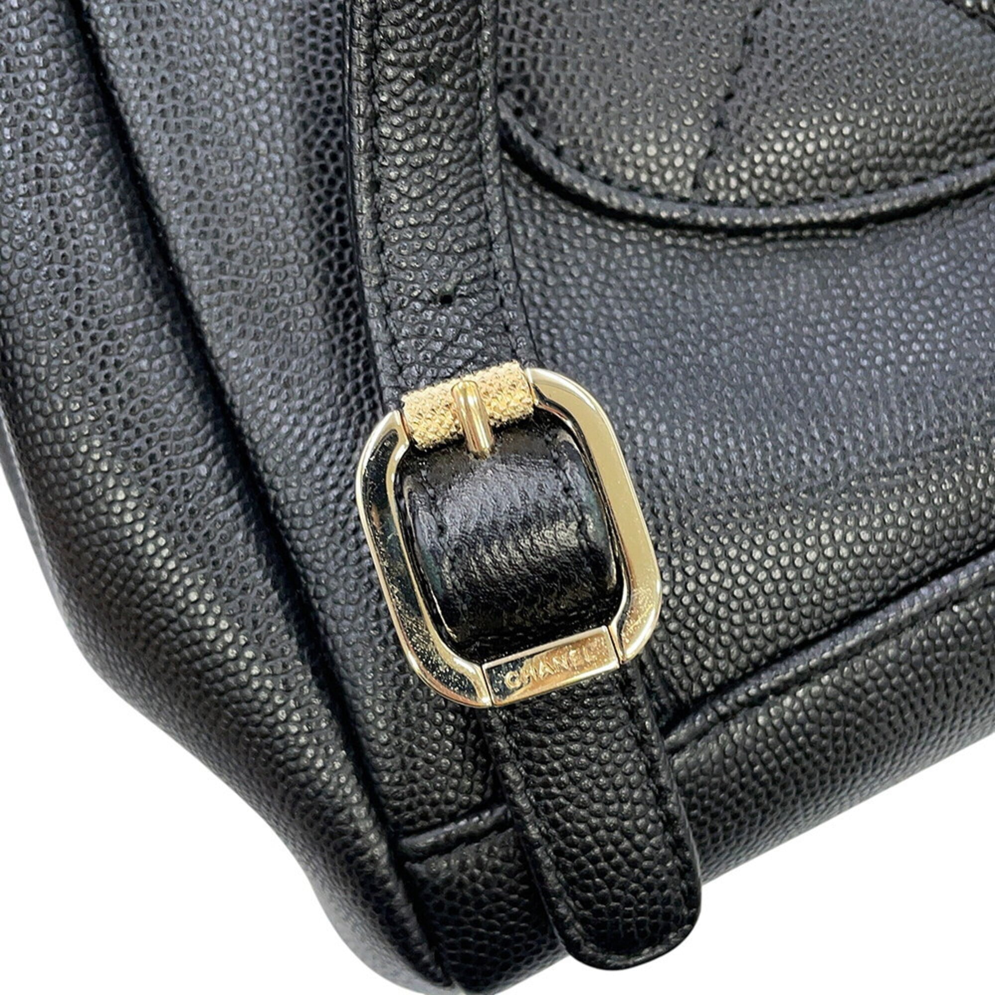 Chanel Black Grained Calfskin Backpack Handbag (Pre-Owned)
