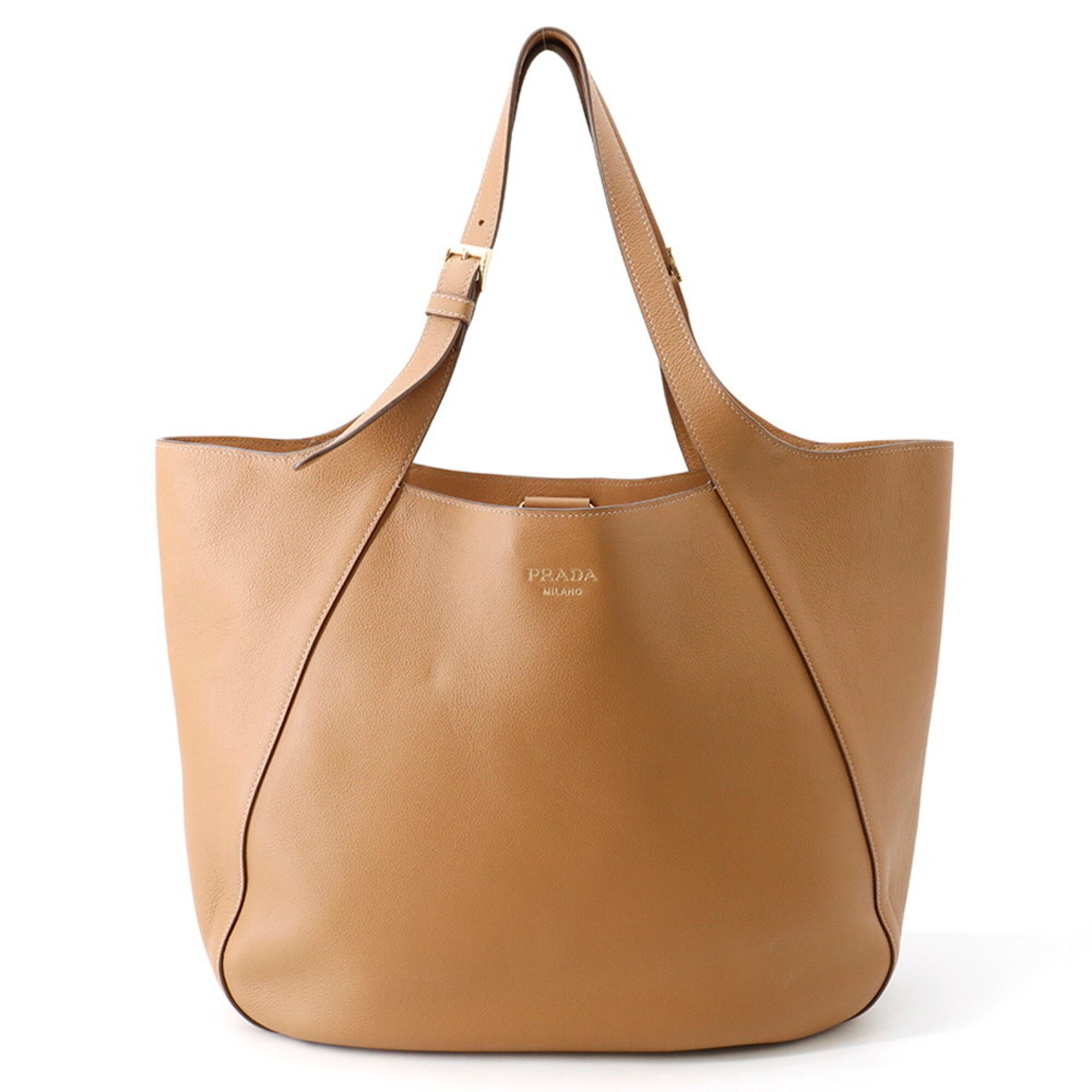 Prada Brown Leather Handbag Tote Bag (Pre-Owned)