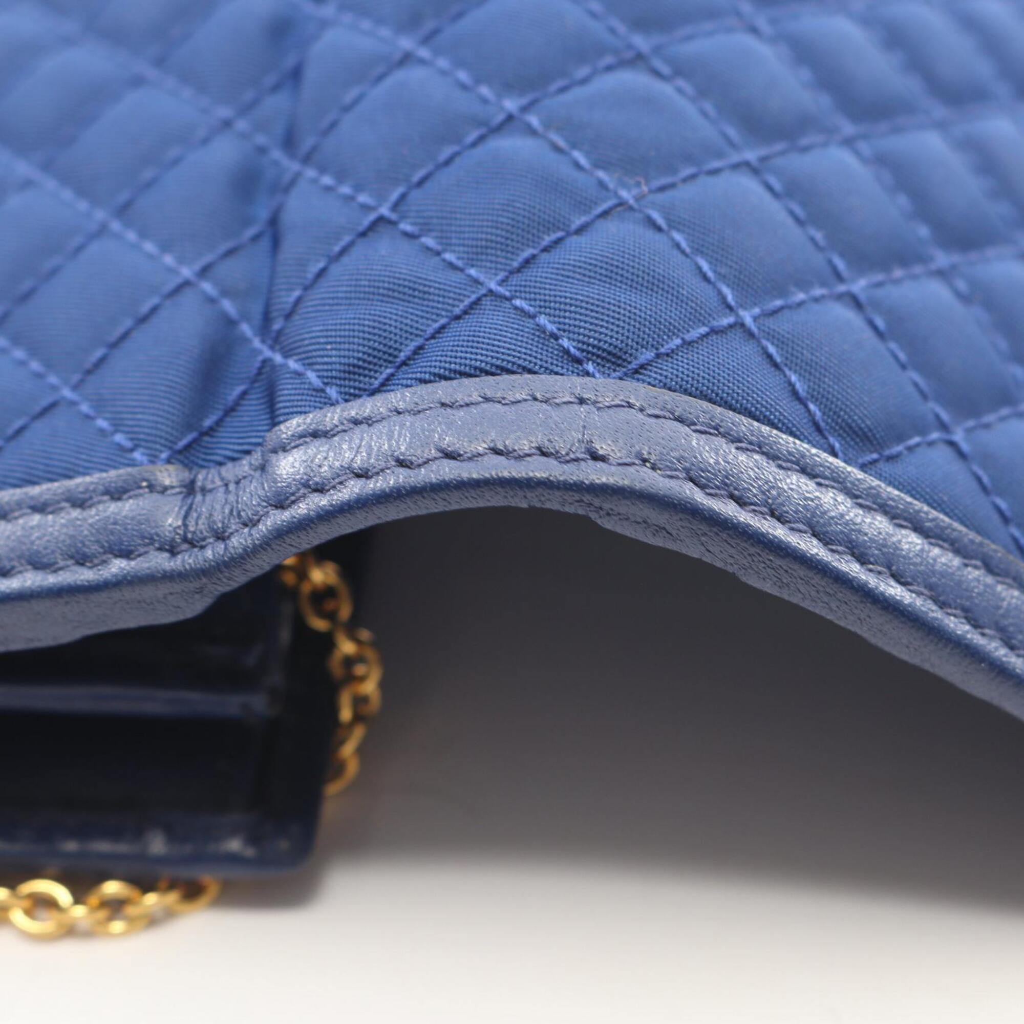 Prada Blue Nylon Leather Long Wallet (Bi-Fold) (Pre-Owned)