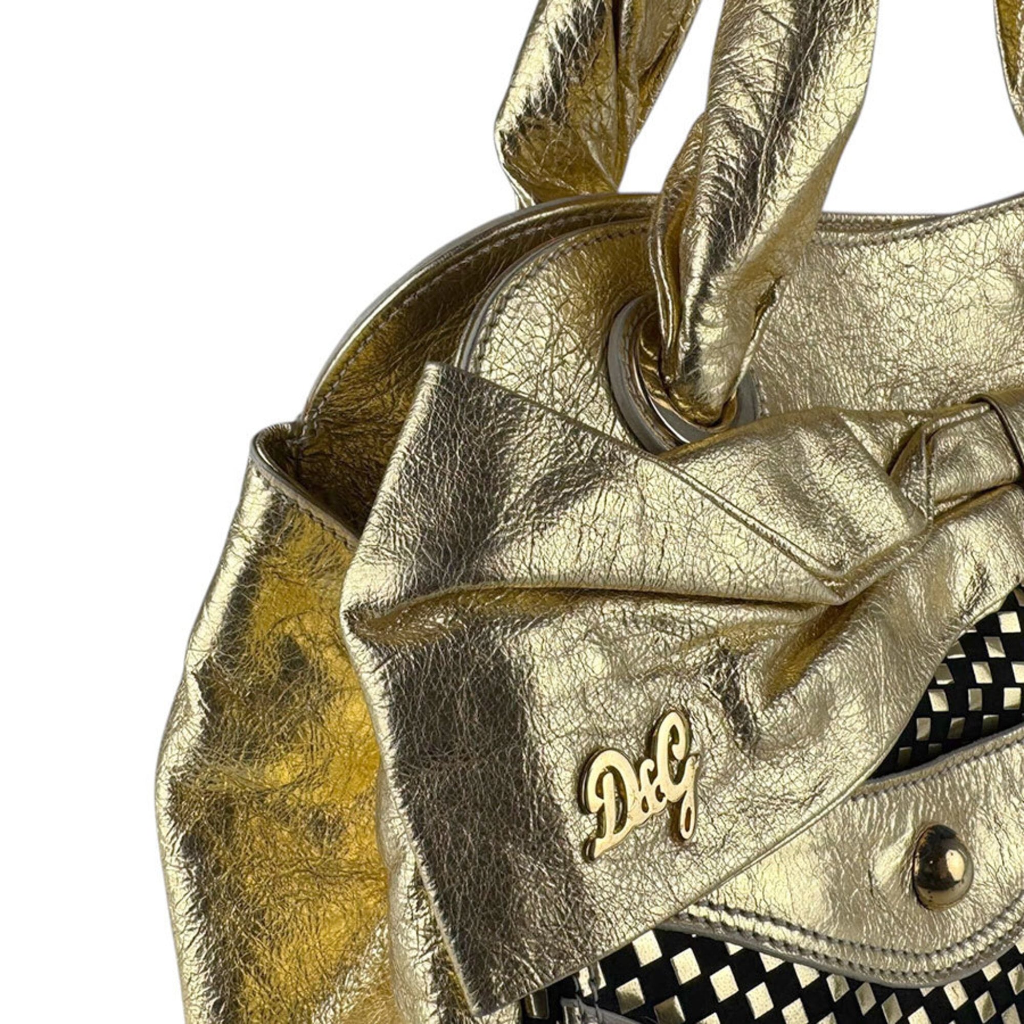 Unspecified Black Gold Leather Handbag (Pre-Owned)