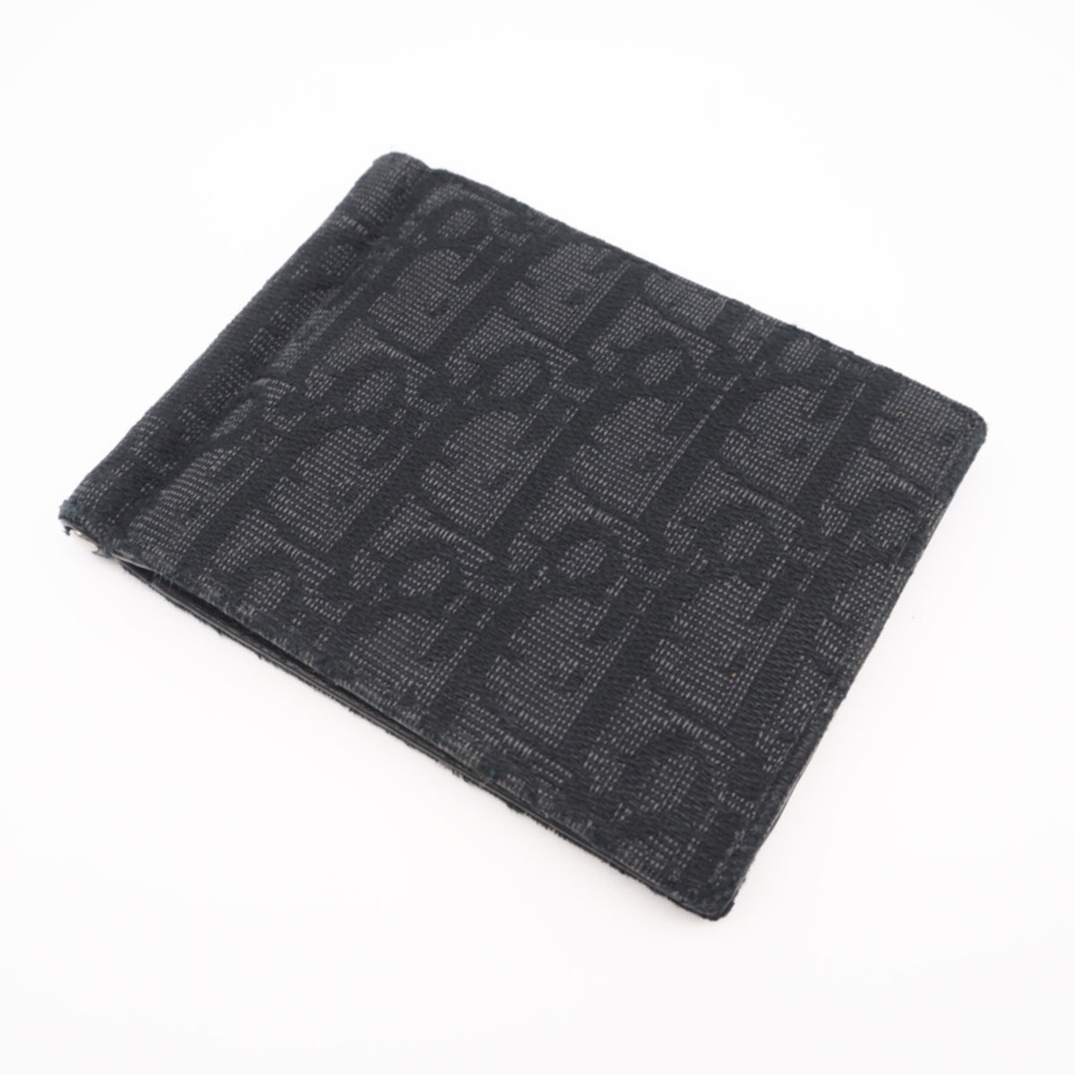 Christian Dior Black Gray Canvas Leather Money Clip (Pre-Owned)