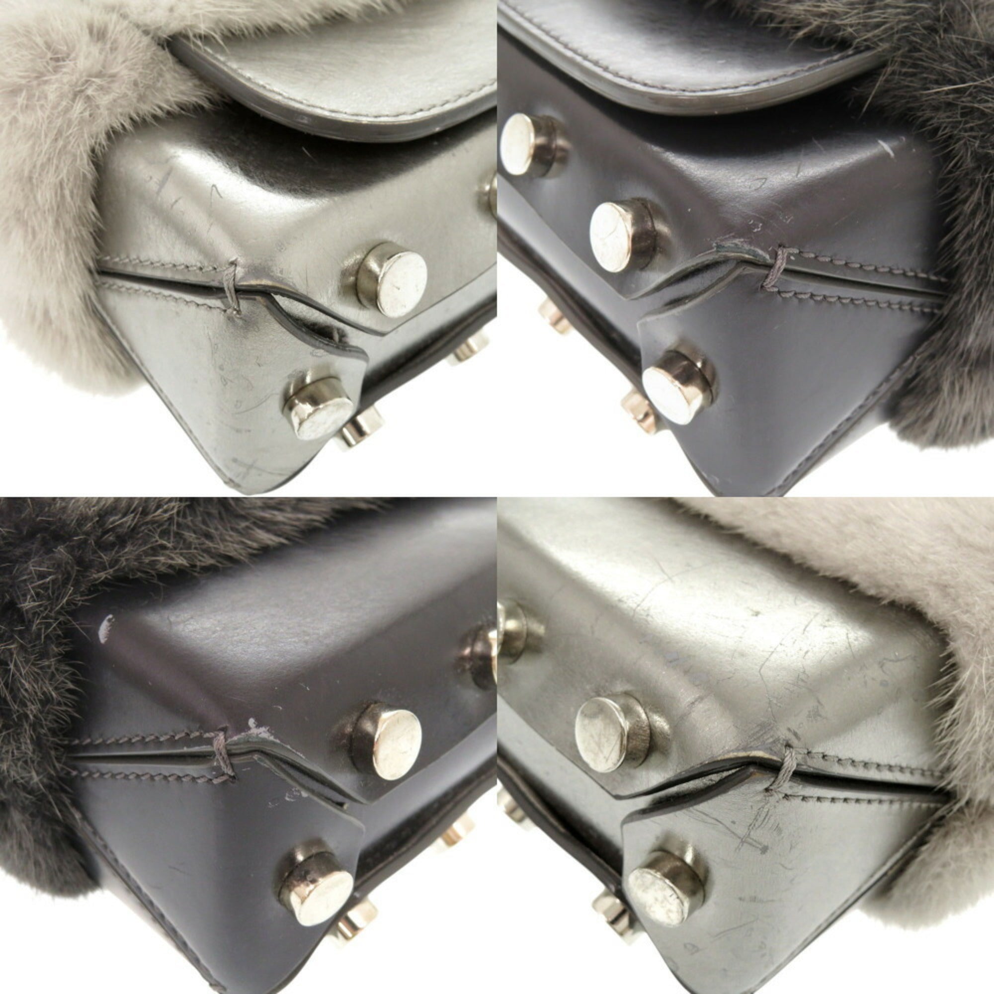 Jimmy Choo Gray Silver Leather Shoulder Bag (Pre-Owned)