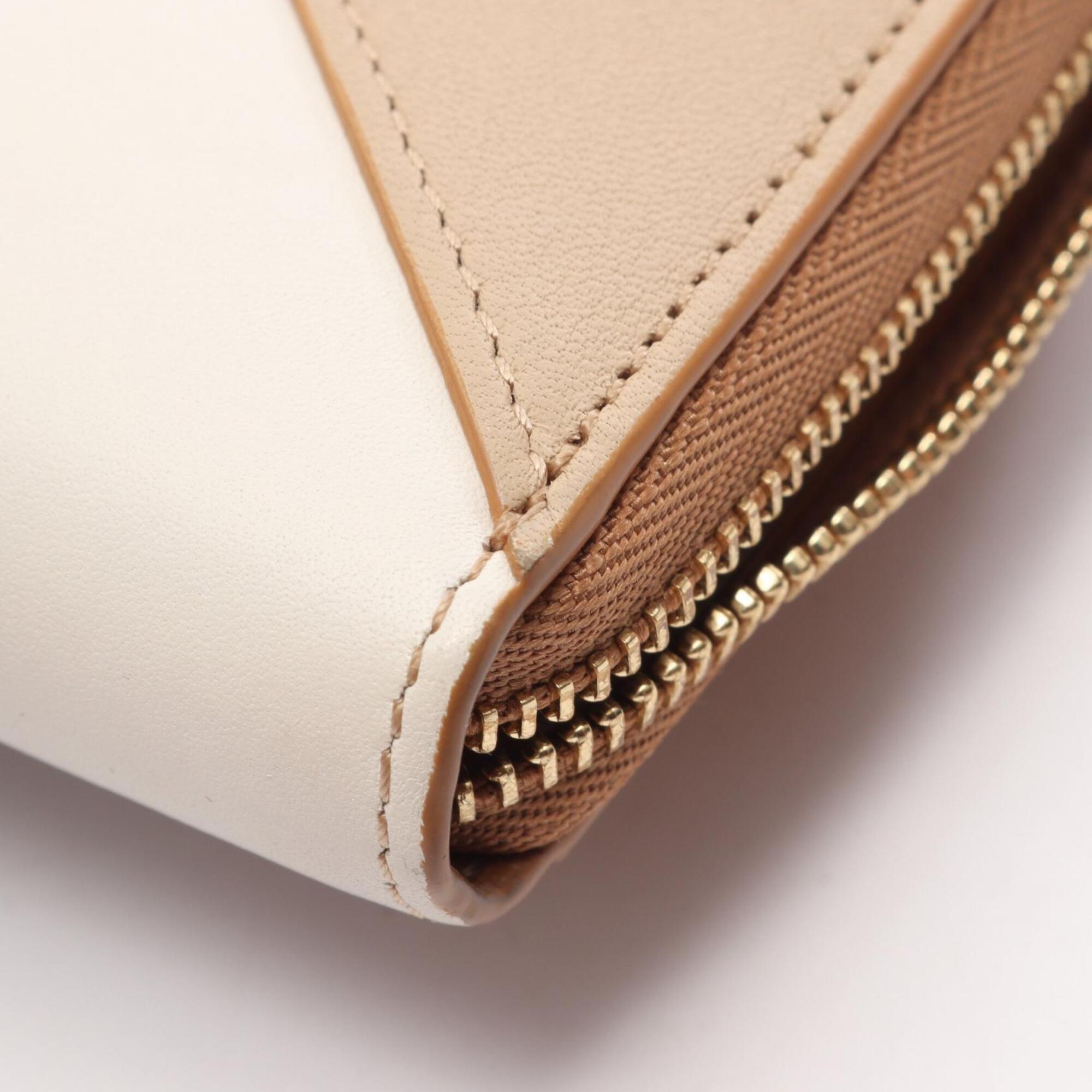 Loewe Beige Brown Ivory Leather Long Wallet (Bi-Fold) (Pre-Owned)