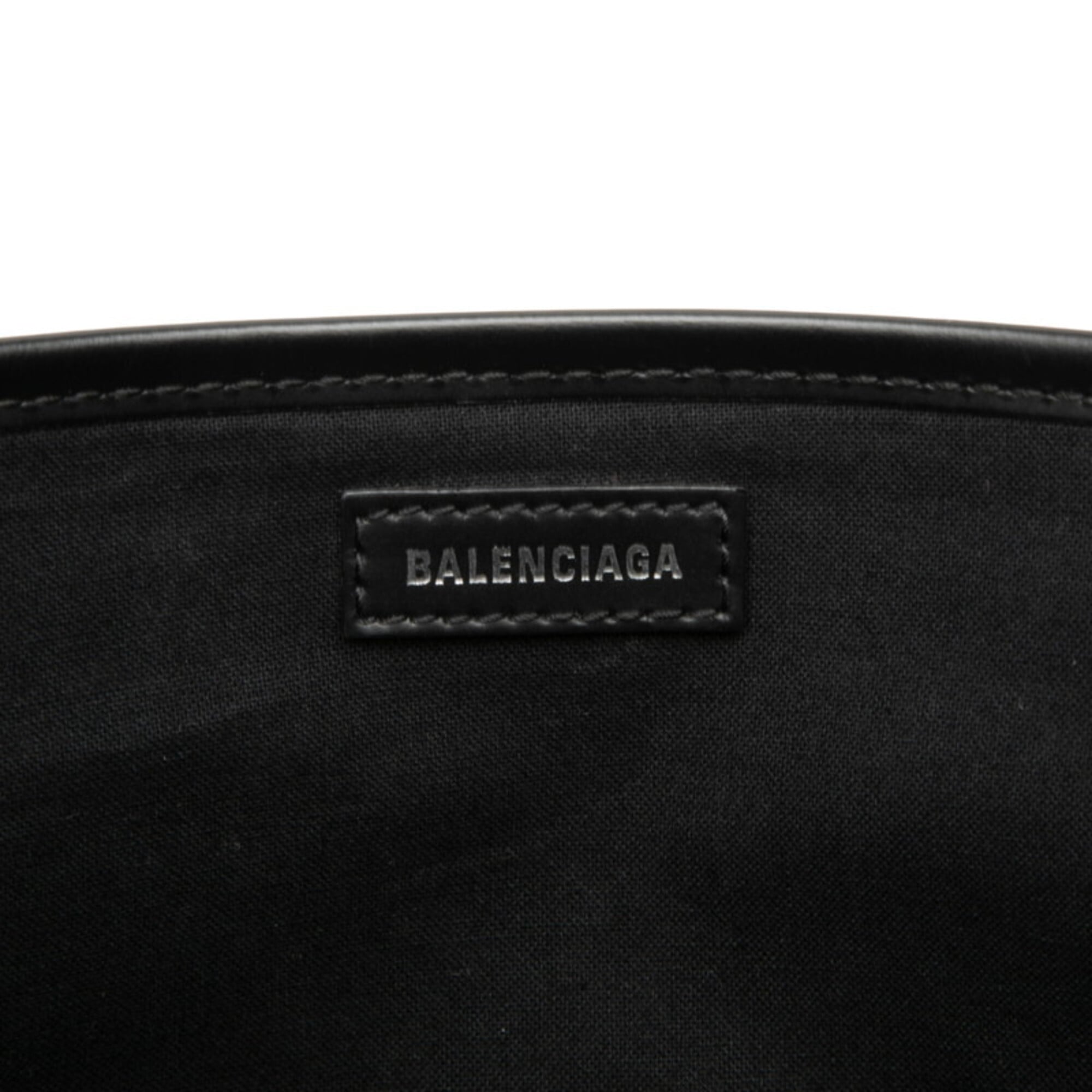 Balenciaga Black Ivory Canvas Leather Handbag Pouch Tote Bag (Pre-Owned)